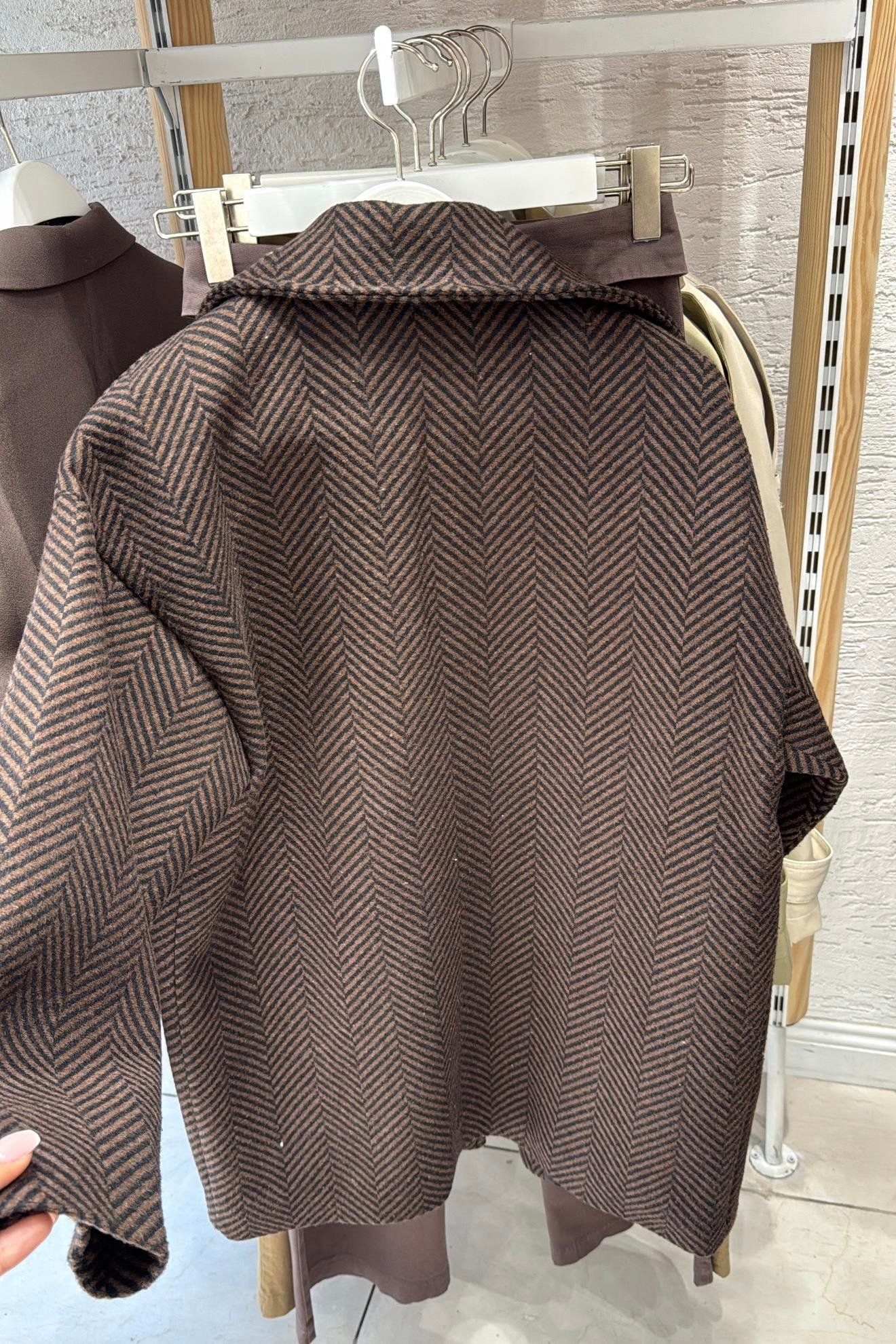 KAHVE OVERSIZE KALIP ASTARLI KISA KAŞE KABAN 