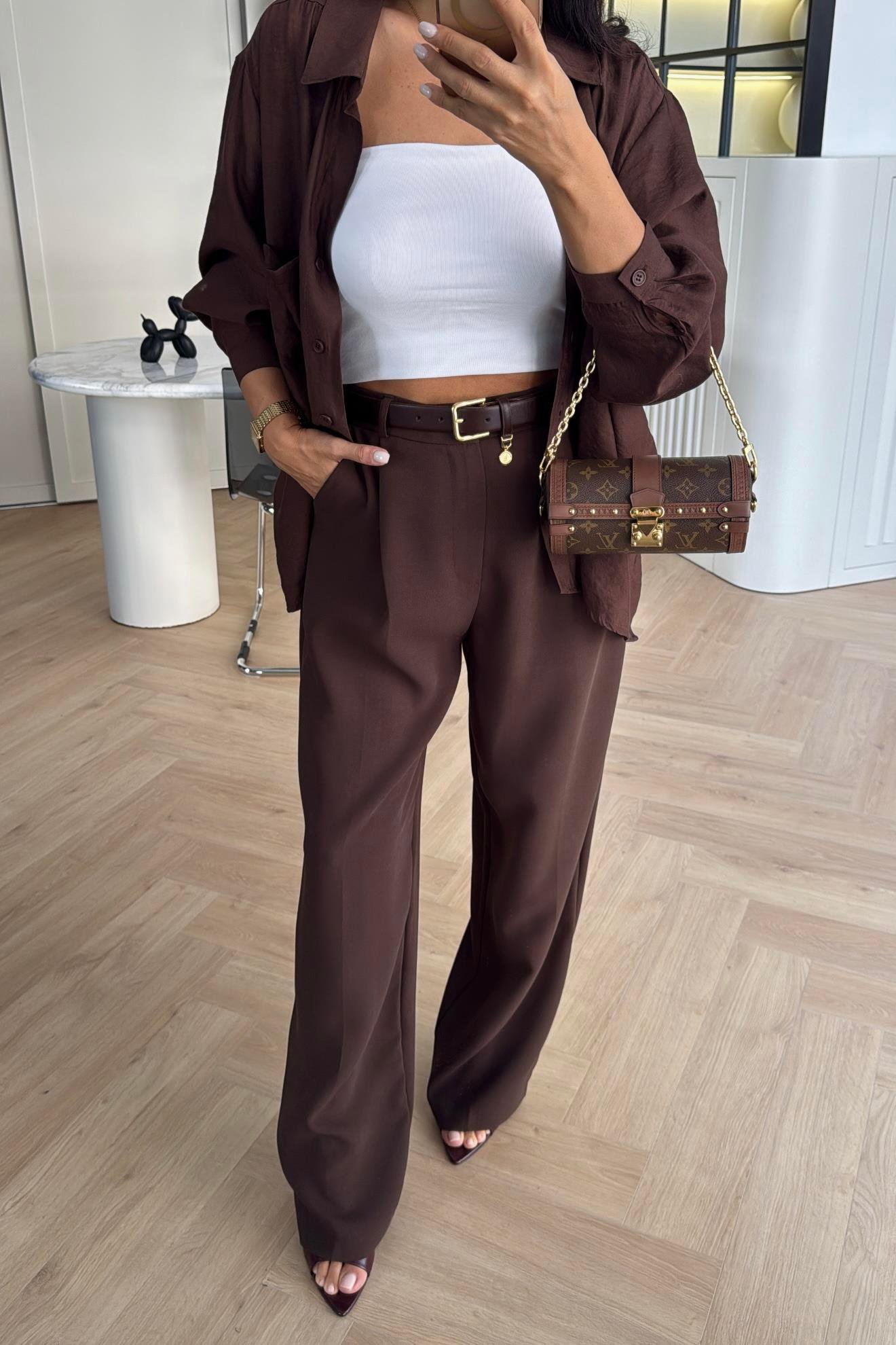 KAHVE PREMİUM SERİ PALAZZO PANTOLON 