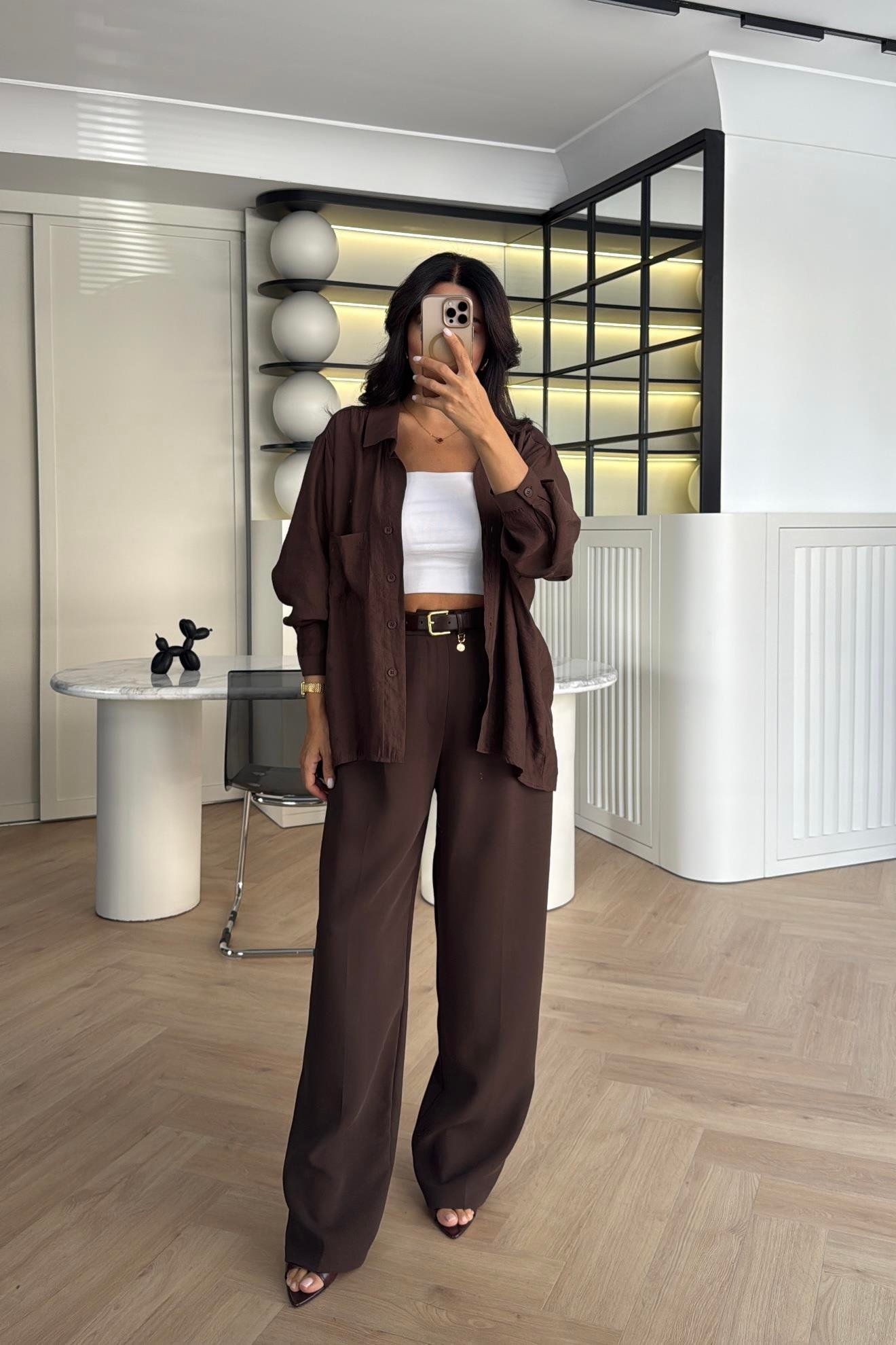 KAHVE PREMİUM SERİ PALAZZO PANTOLON 