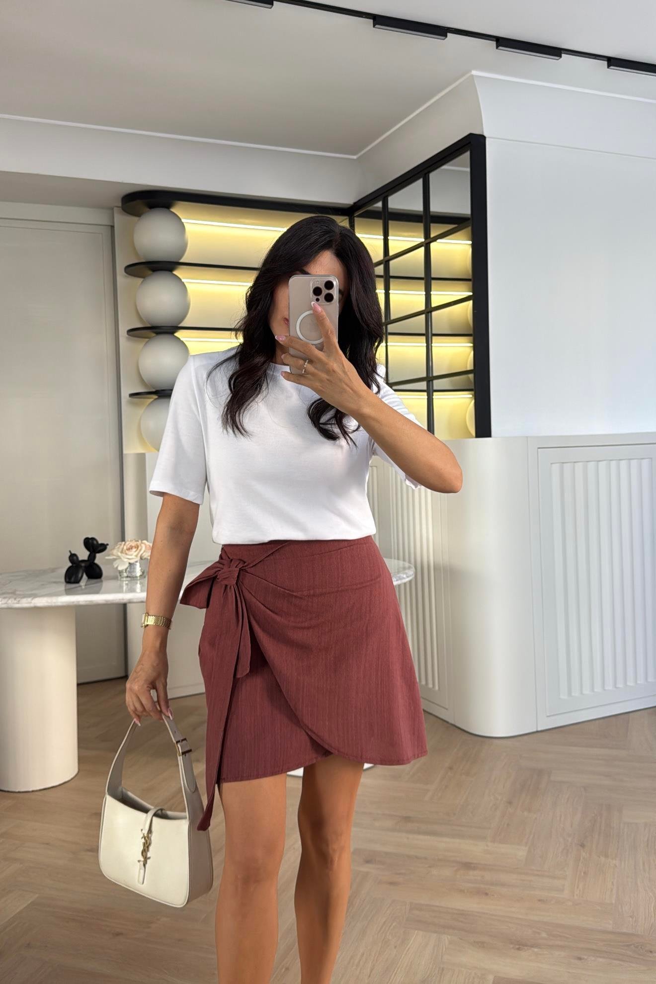 KİREMİT YANDAN BAĞLAMALI ASTARLI ŞEHİR BOY KETEN ETEK