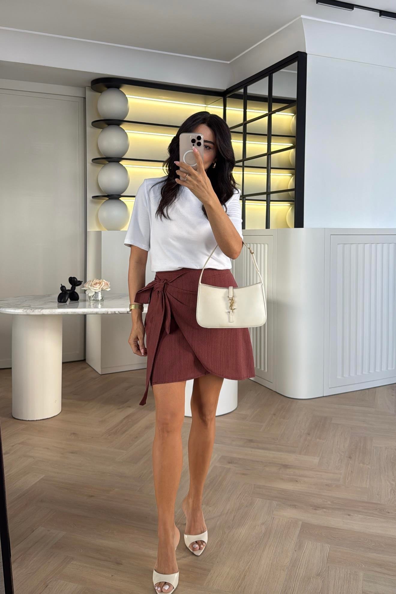 KİREMİT YANDAN BAĞLAMALI ASTARLI ŞEHİR BOY KETEN ETEK