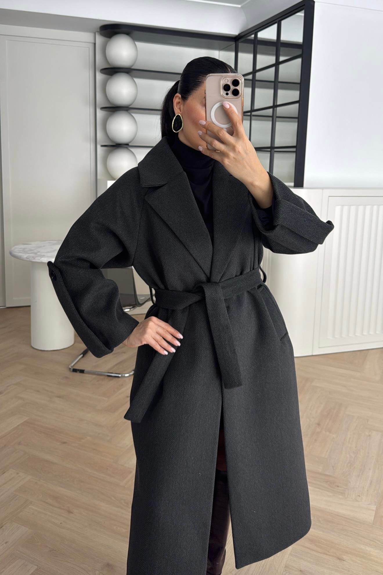 KOL DETAY BALIKSIRTI PREMİUM KAŞE KABAN SİYAH