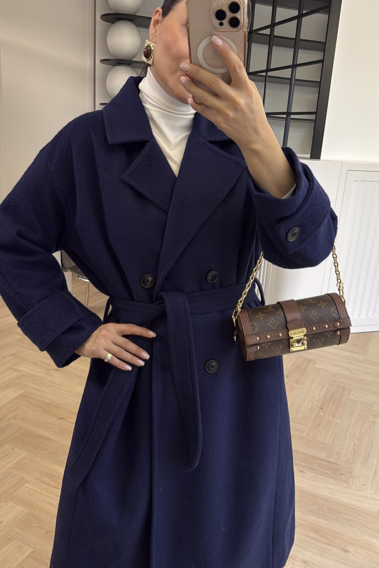 KOL DETAYLI KABAN LACİVERT 