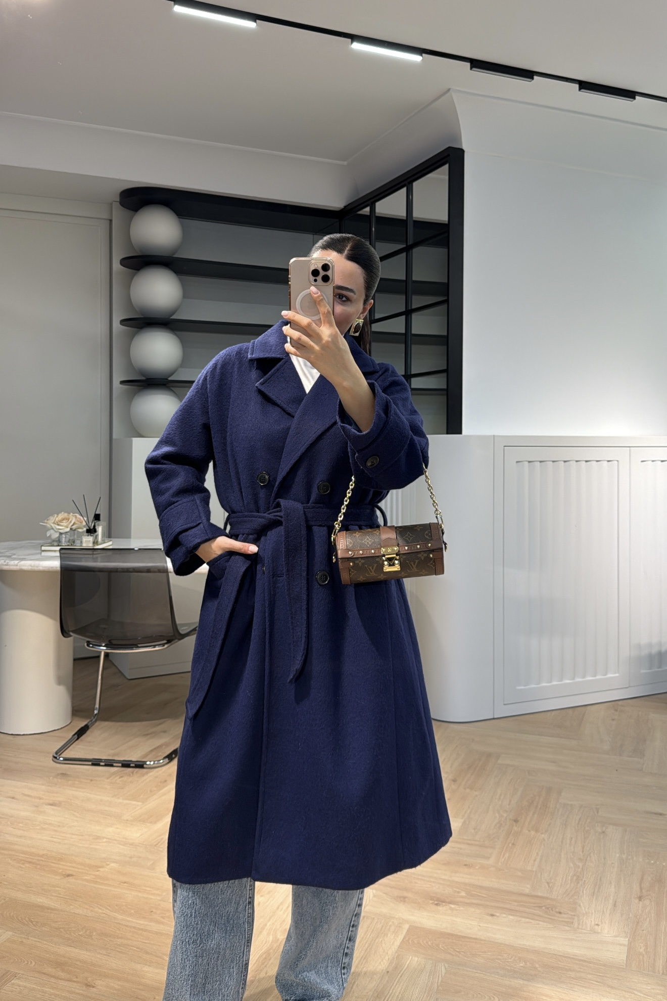 KOL DETAYLI KABAN LACİVERT 