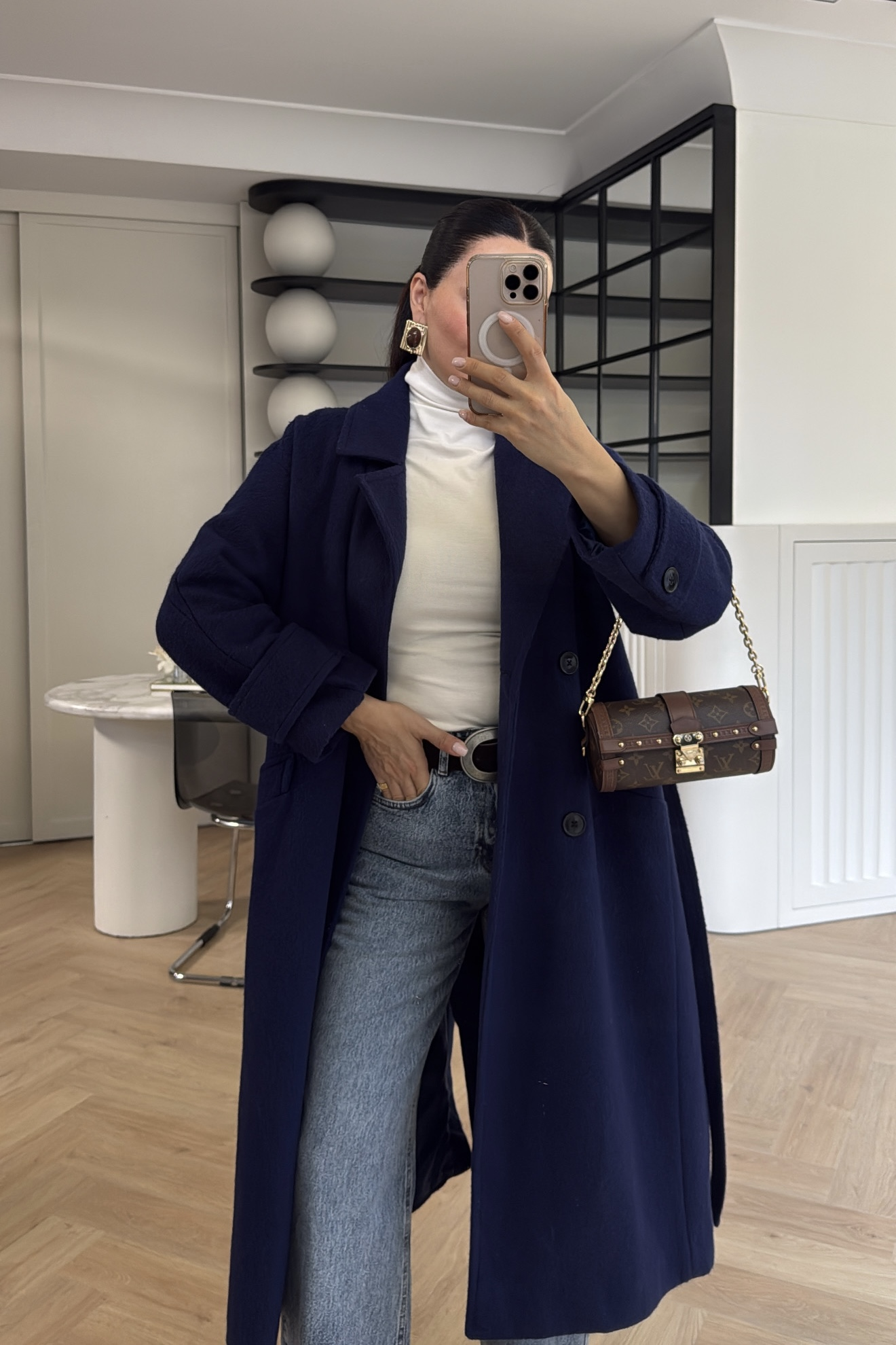 KOL DETAYLI KABAN LACİVERT 