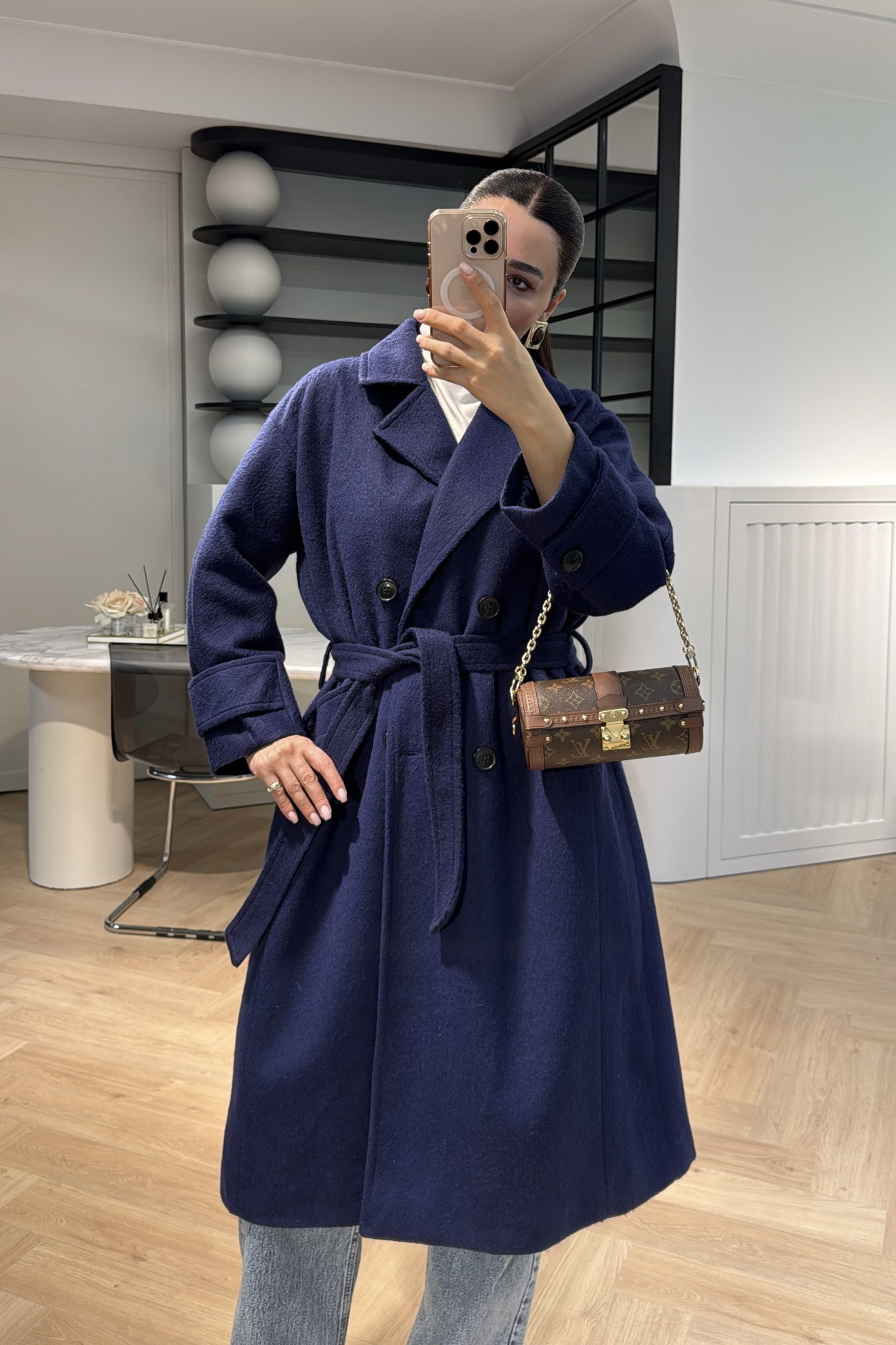 KOL DETAYLI KABAN LACİVERT 