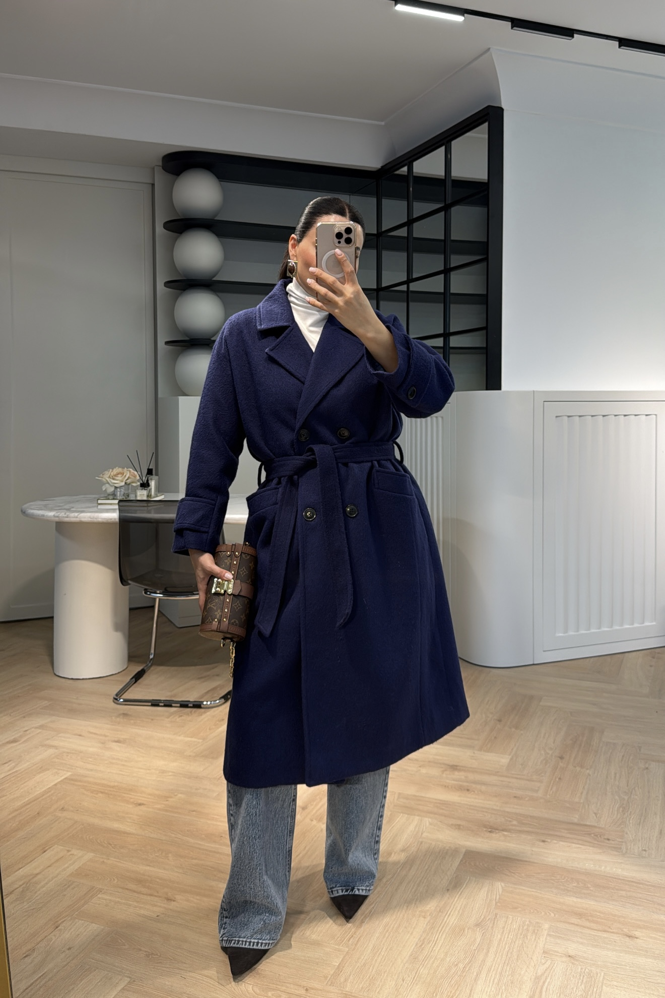 KOL DETAYLI KABAN LACİVERT 