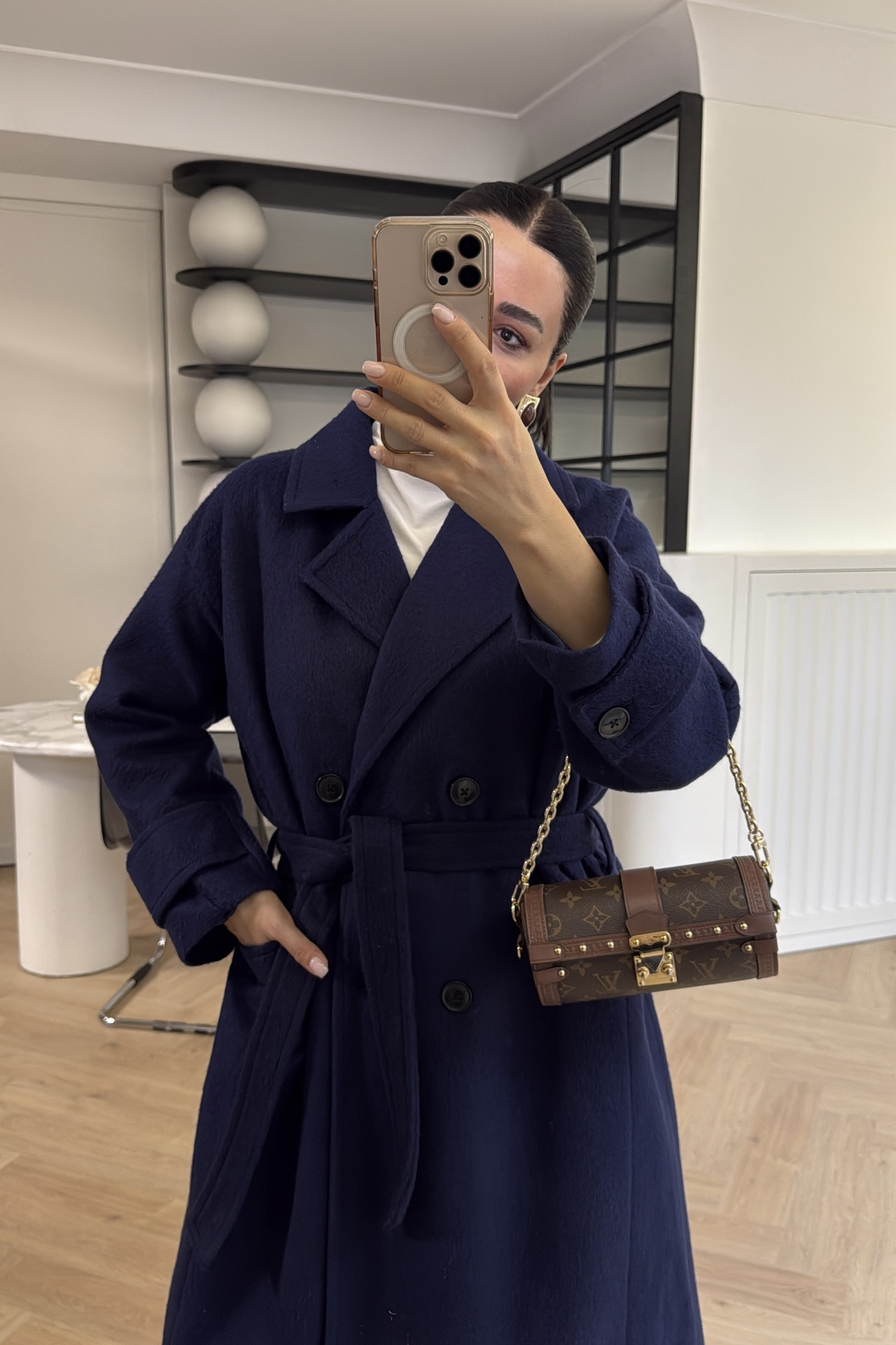 KOL DETAYLI KABAN LACİVERT 