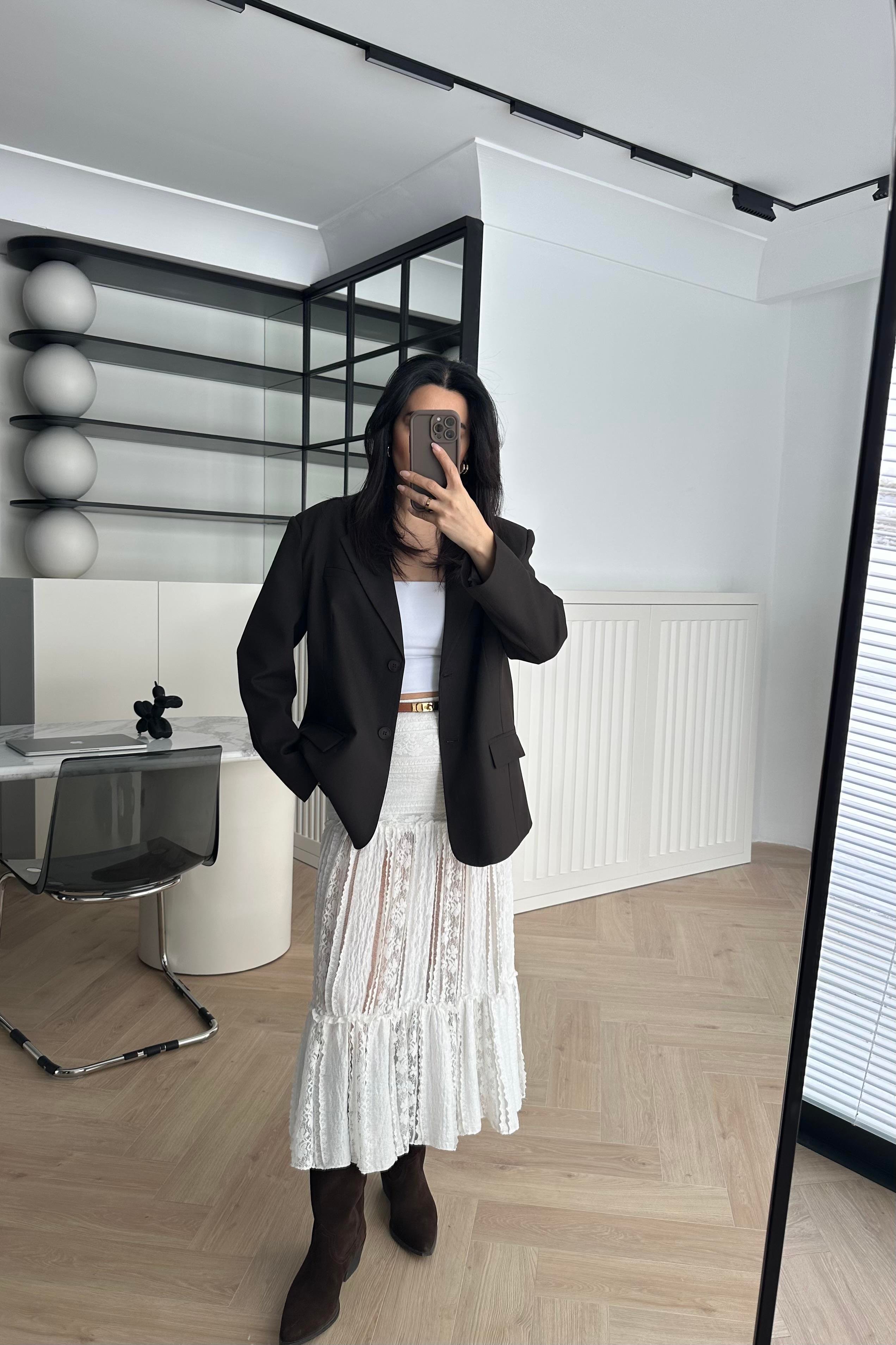 Koyu Kahve Astarlı Premium Lazer Ceket