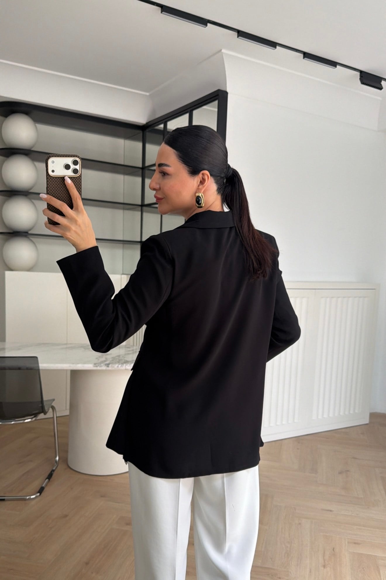 KRUVAZE YAKA DANTEL GARNİLİ BLAZER CEKET SİYAH 
