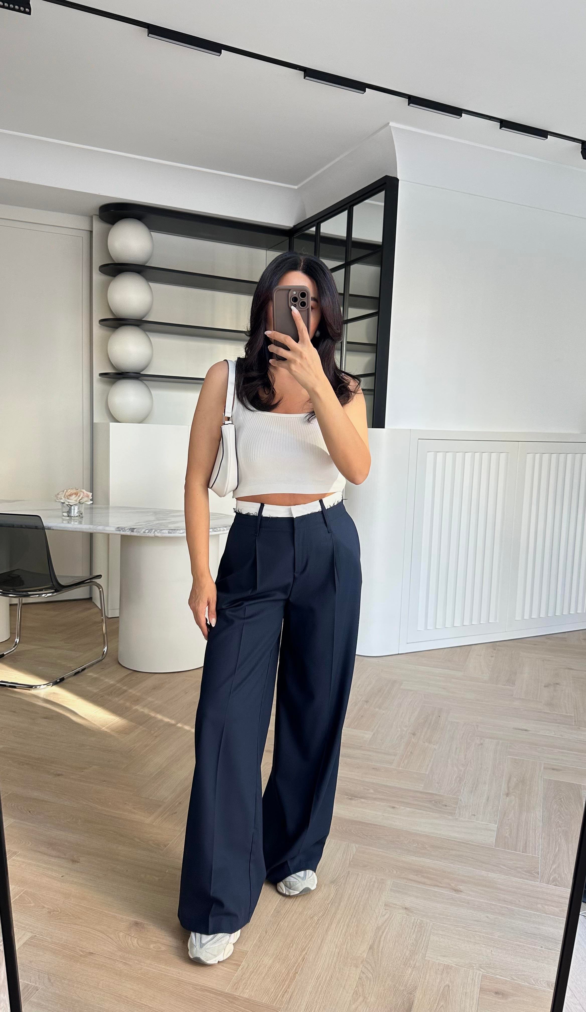 Laci Bel Detaylı Premium Palazzo Pantolon