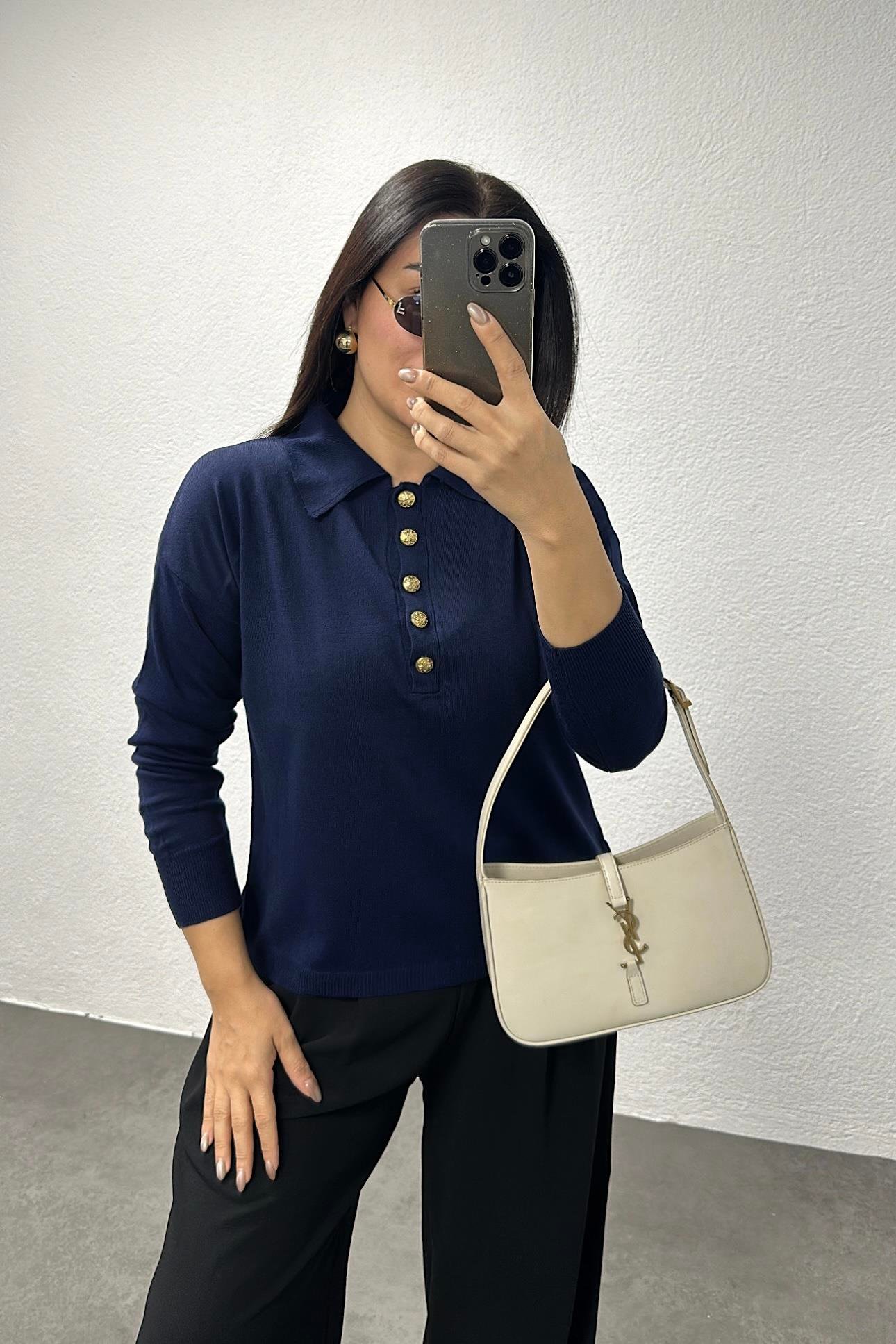 Laci Gold Düğmeli Polo Yaka Triko