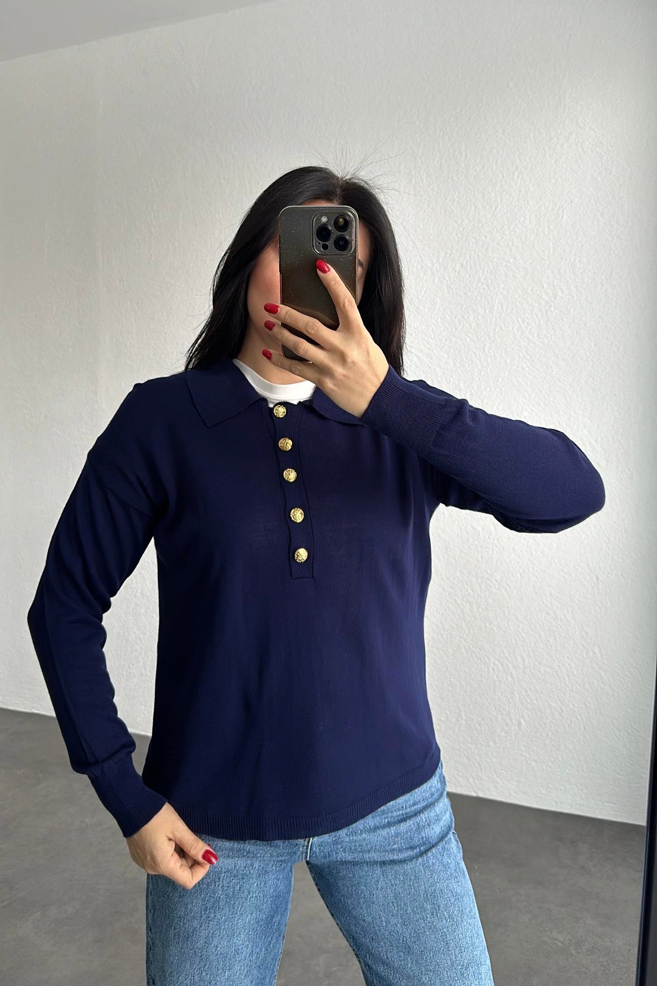 Laci Gold Düğmeli Polo Yaka Triko