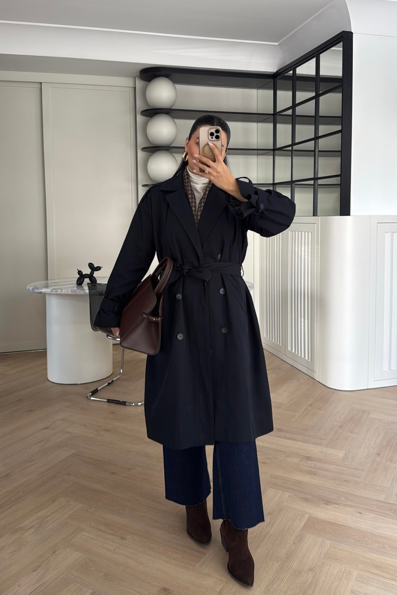 LACİVERT ZR ETİKETLİ ASTARLI TRENÇKOT 