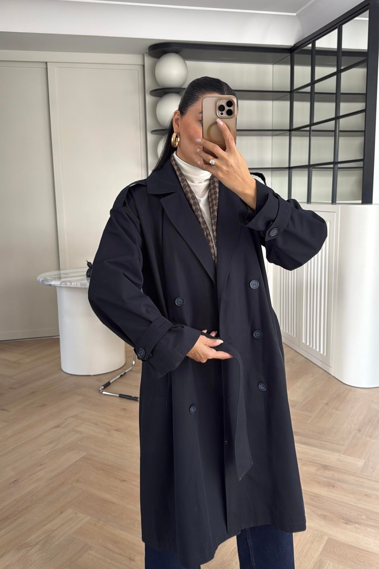 LACİVERT ZR ETİKETLİ ASTARLI TRENÇKOT 