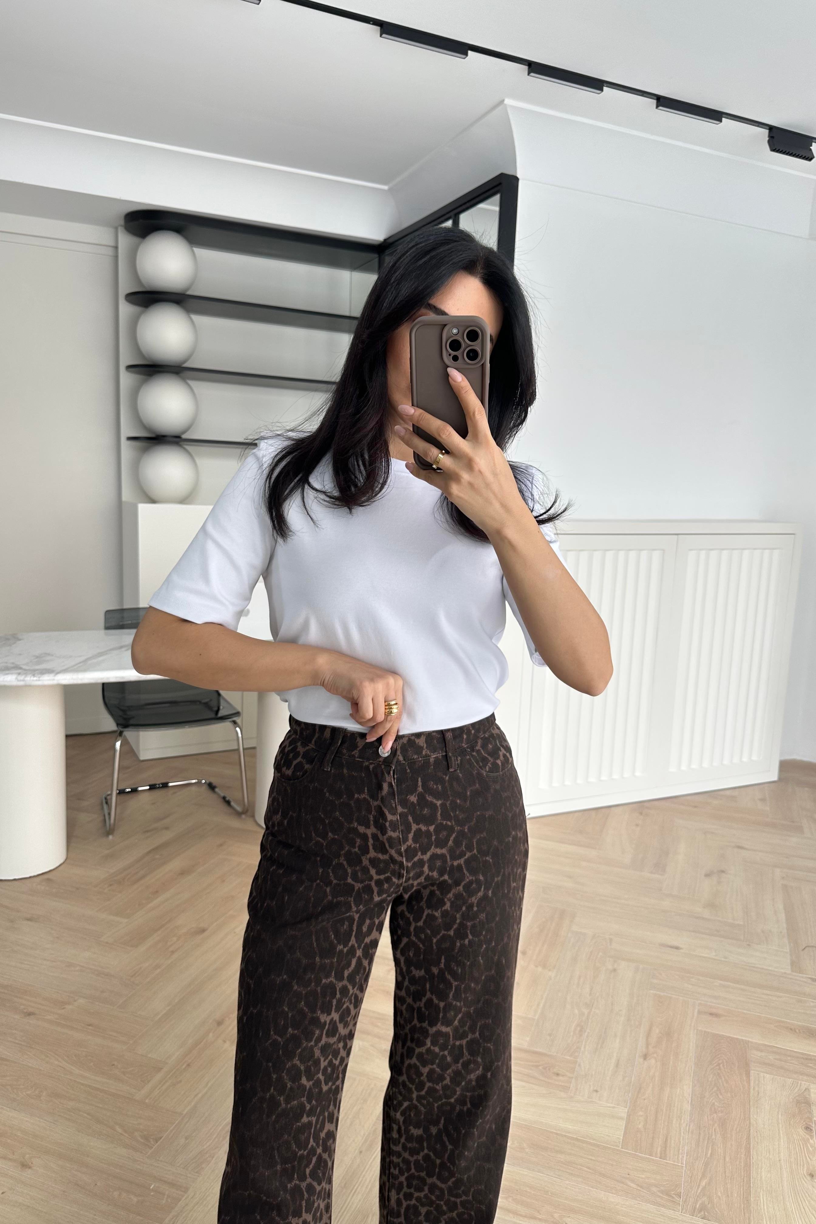 Leopar Desenli Rahat Pantolon 