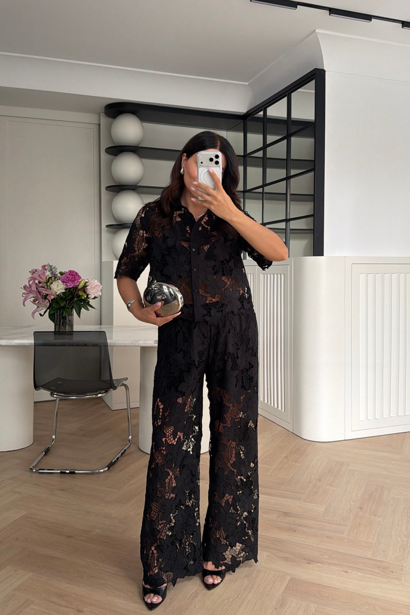 MARKA MODEL DANTEL GÖMLEK PANTOLON TAKIM SİYAH