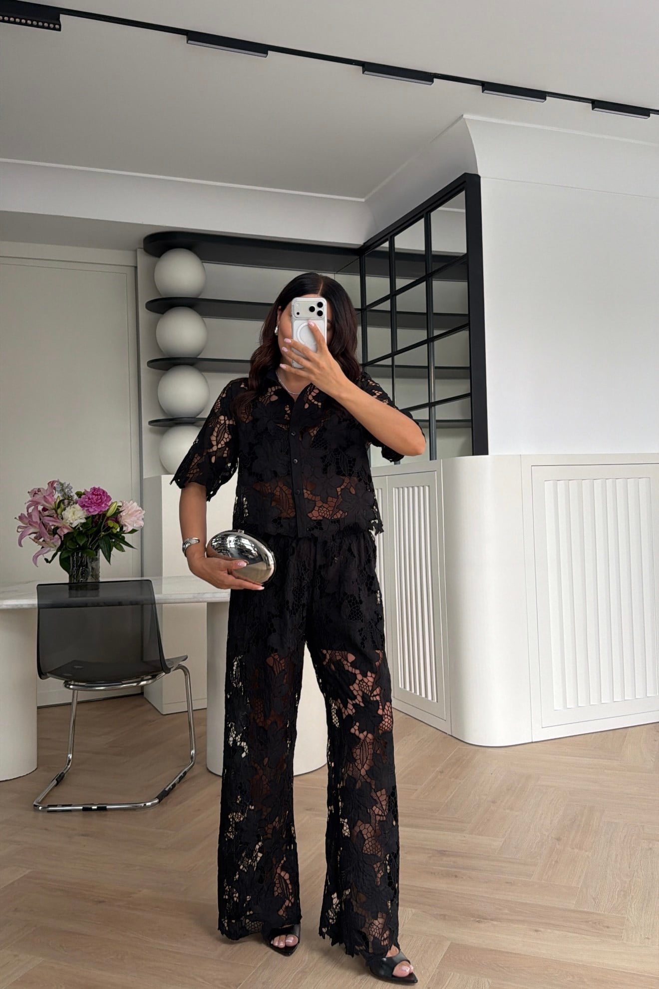 MARKA MODEL DANTEL GÖMLEK PANTOLON TAKIM SİYAH