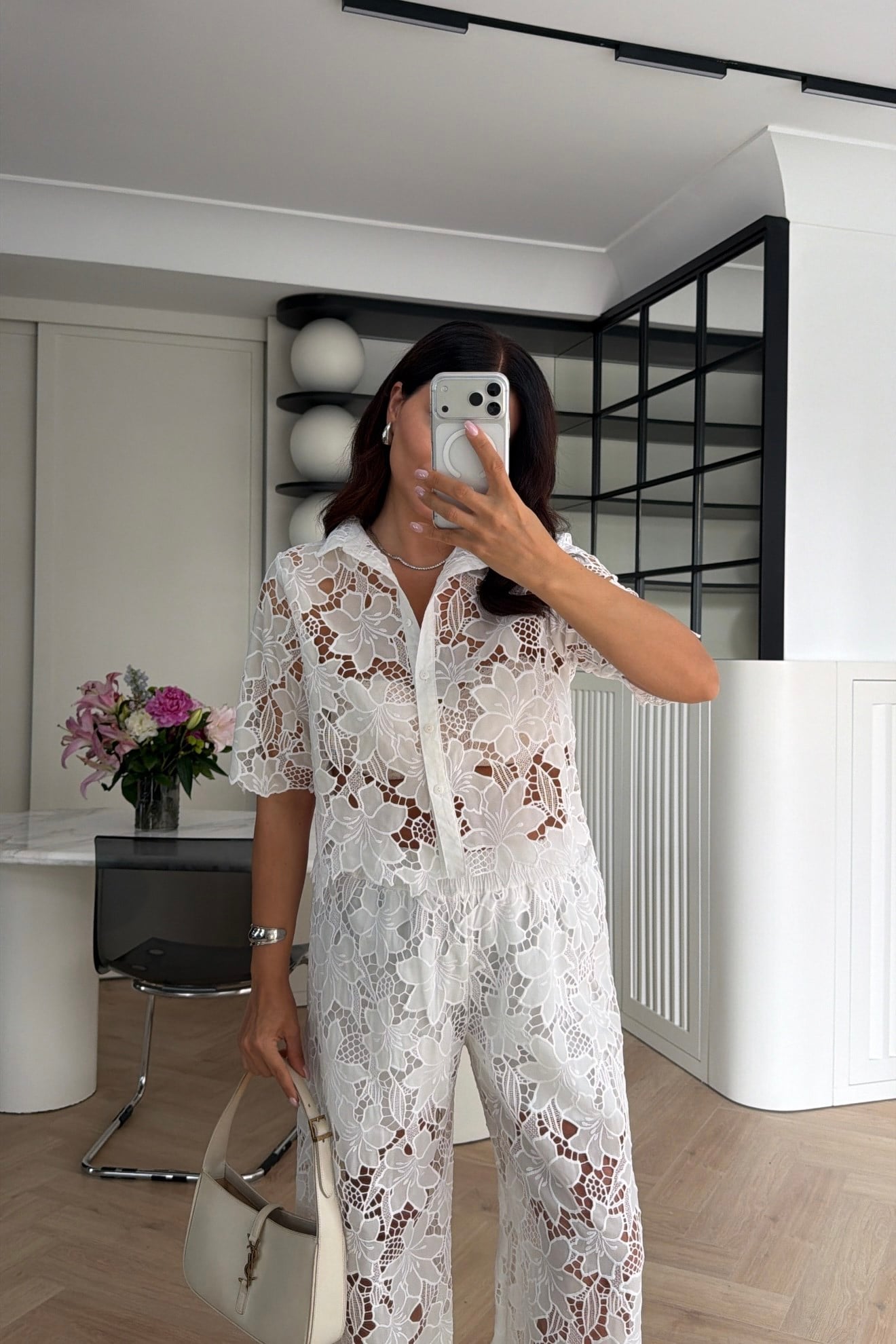 MARKA MODEL DANTEL GÖMLEK PANTOLON TAKIM BEYAZ 