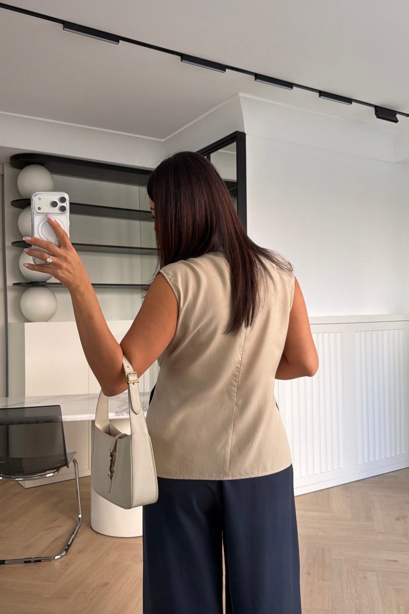 MARKA MODEL GARNİLİ KEMER DETAYLI TENSEL TAKIM LACİVERT 