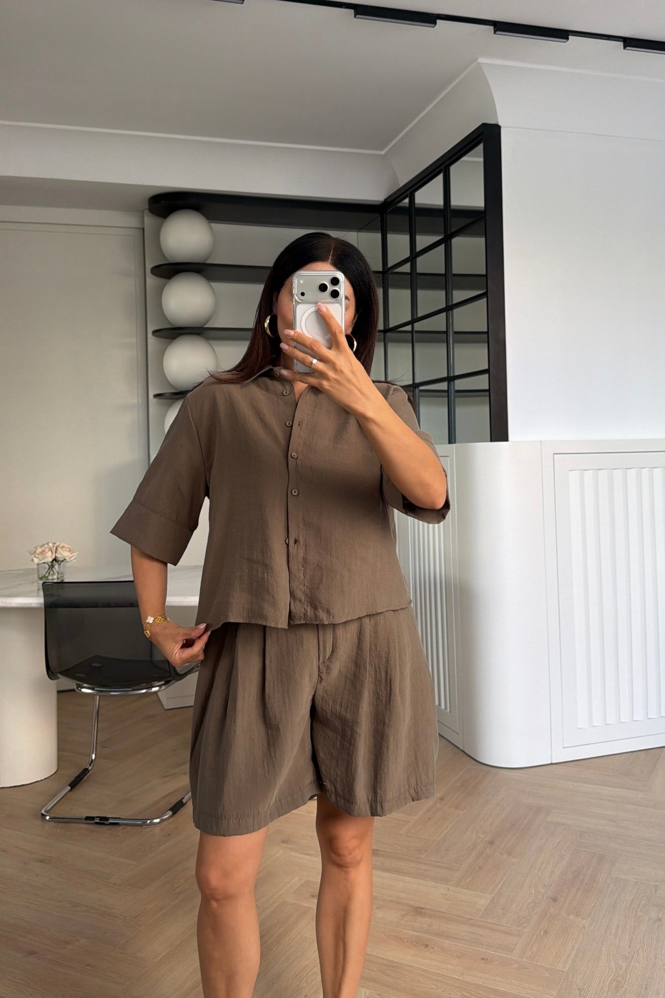 MARKA MODEL KETEN ŞORT GÖMLEK TAKIM HAKİ