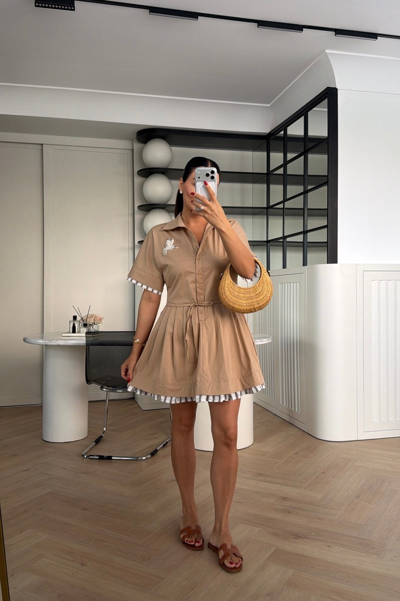 MARKA MODEL PİLELİ ELBİSE BEJ 
