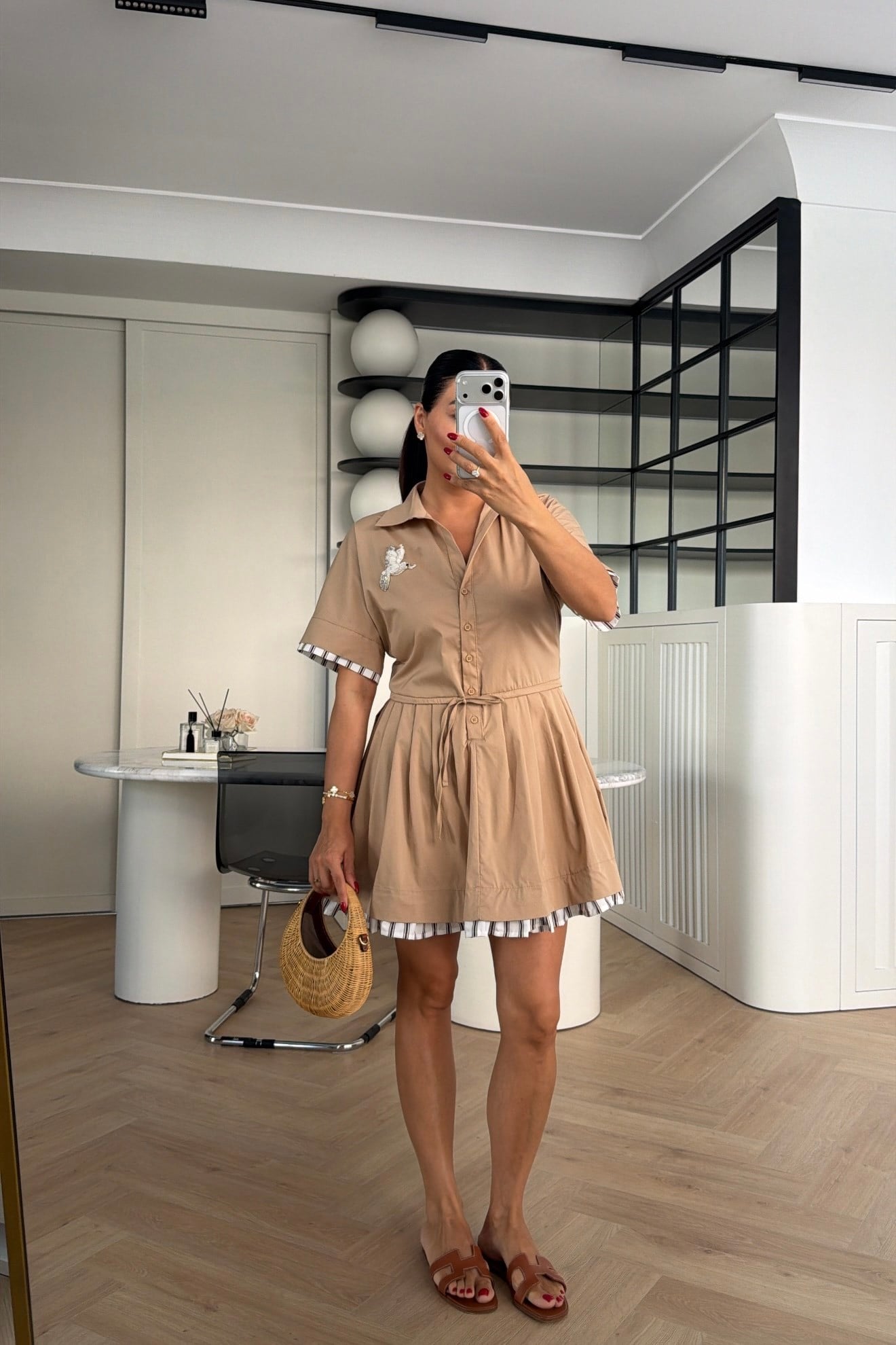 MARKA MODEL PİLELİ ELBİSE BEJ 