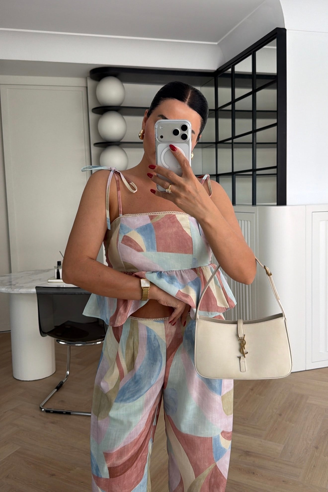 MARKA MODEL RENKLİ KETEN BLUZ PANTOLON TAKIM 