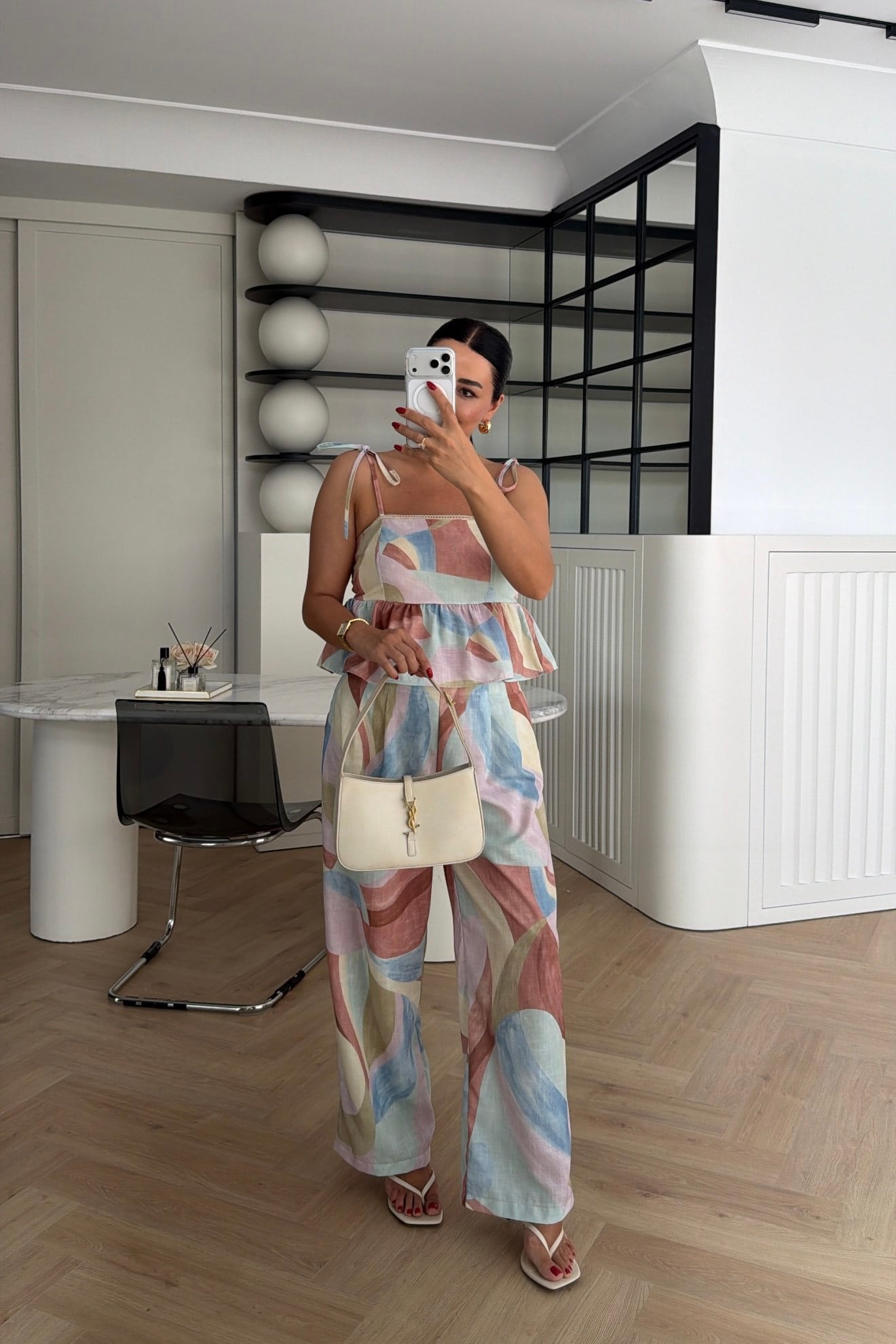 MARKA MODEL RENKLİ KETEN BLUZ PANTOLON TAKIM 