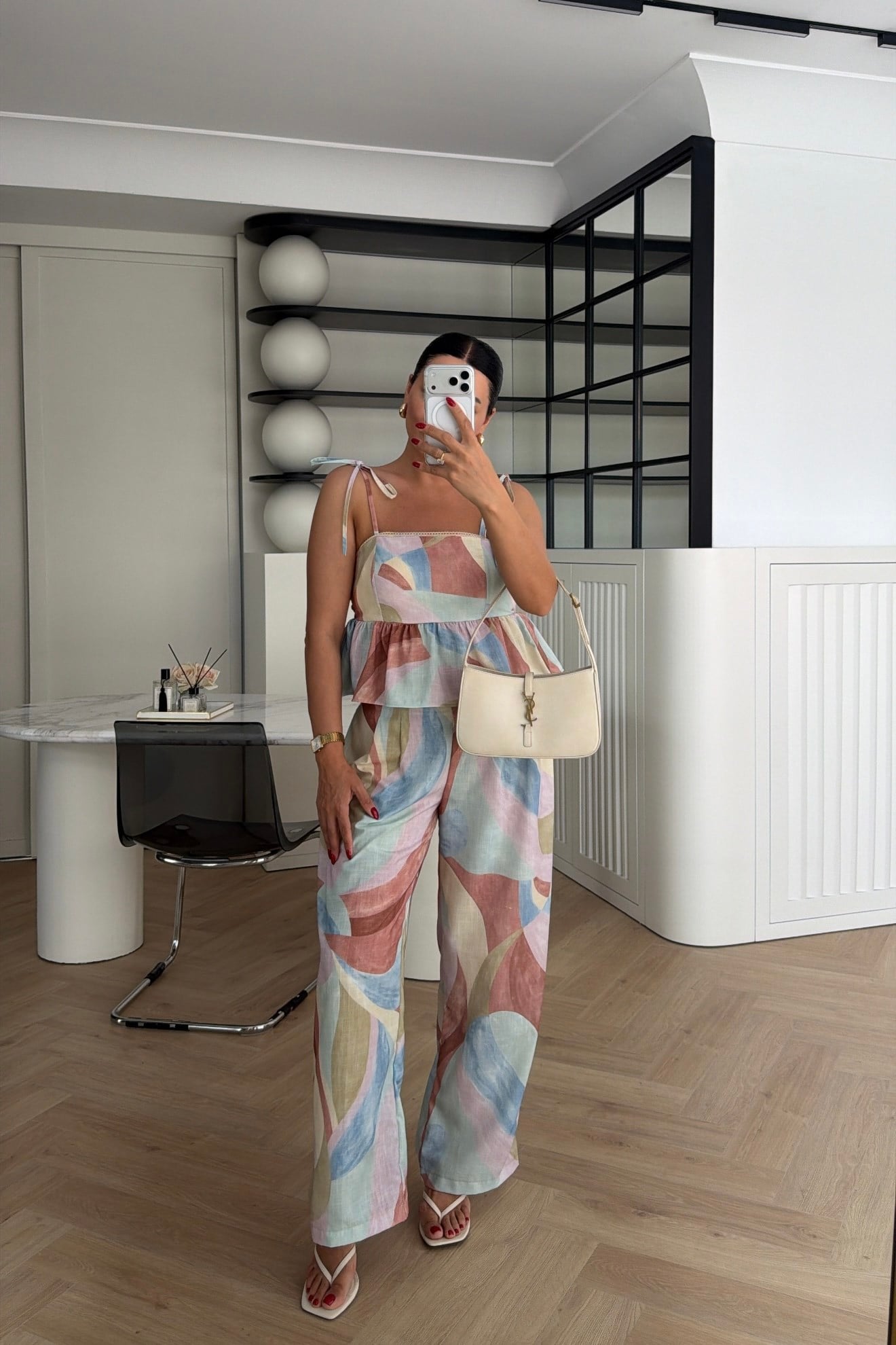 MARKA MODEL RENKLİ KETEN BLUZ PANTOLON TAKIM 