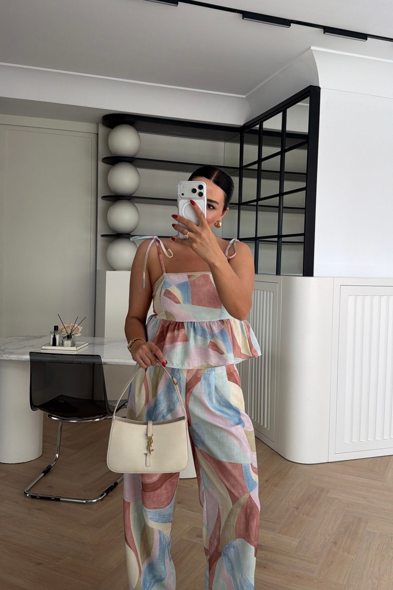 MARKA MODEL RENKLİ KETEN BLUZ PANTOLON TAKIM 
