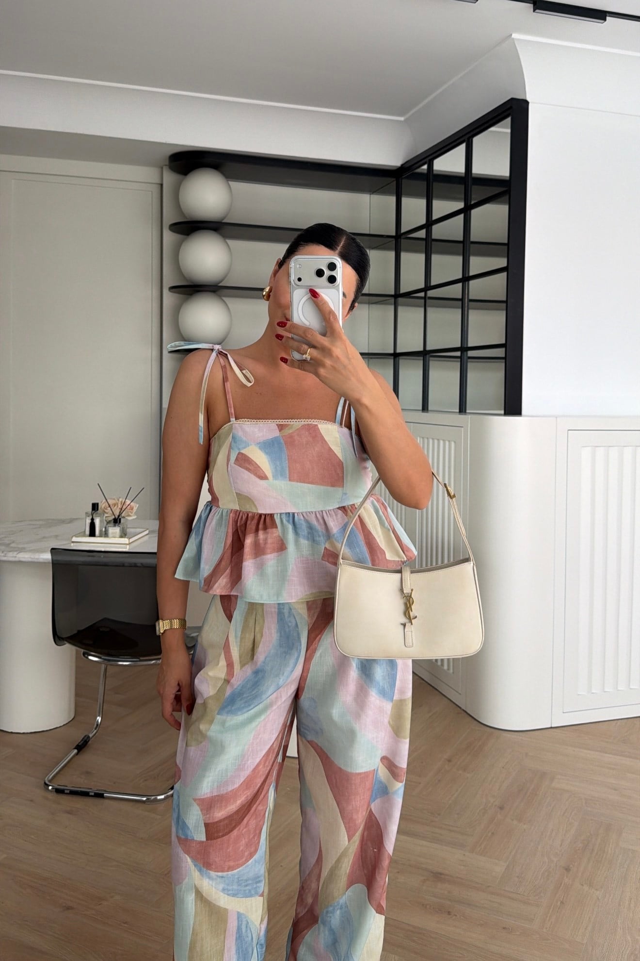 MARKA MODEL RENKLİ KETEN BLUZ PANTOLON TAKIM 