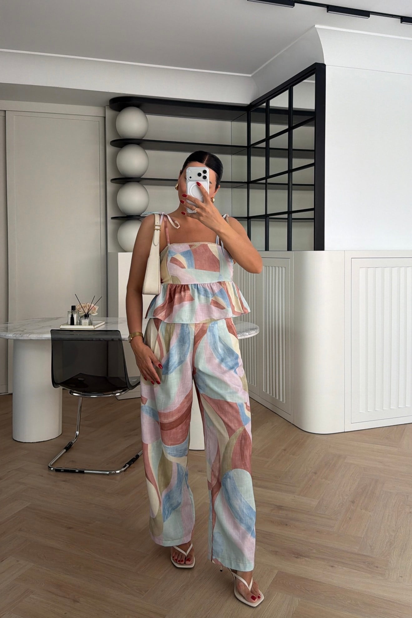 MARKA MODEL RENKLİ KETEN BLUZ PANTOLON TAKIM 