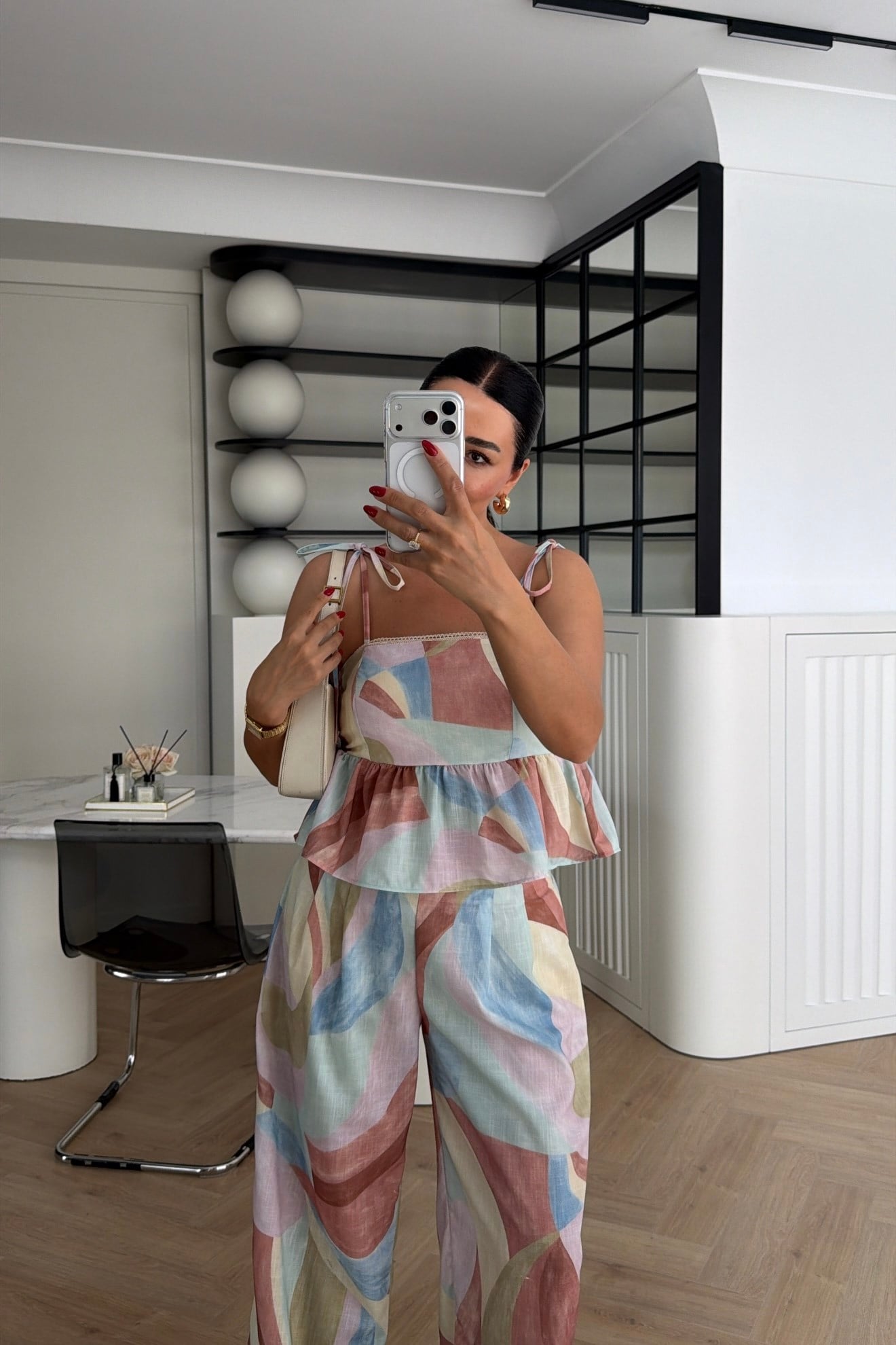 MARKA MODEL RENKLİ KETEN BLUZ PANTOLON TAKIM 
