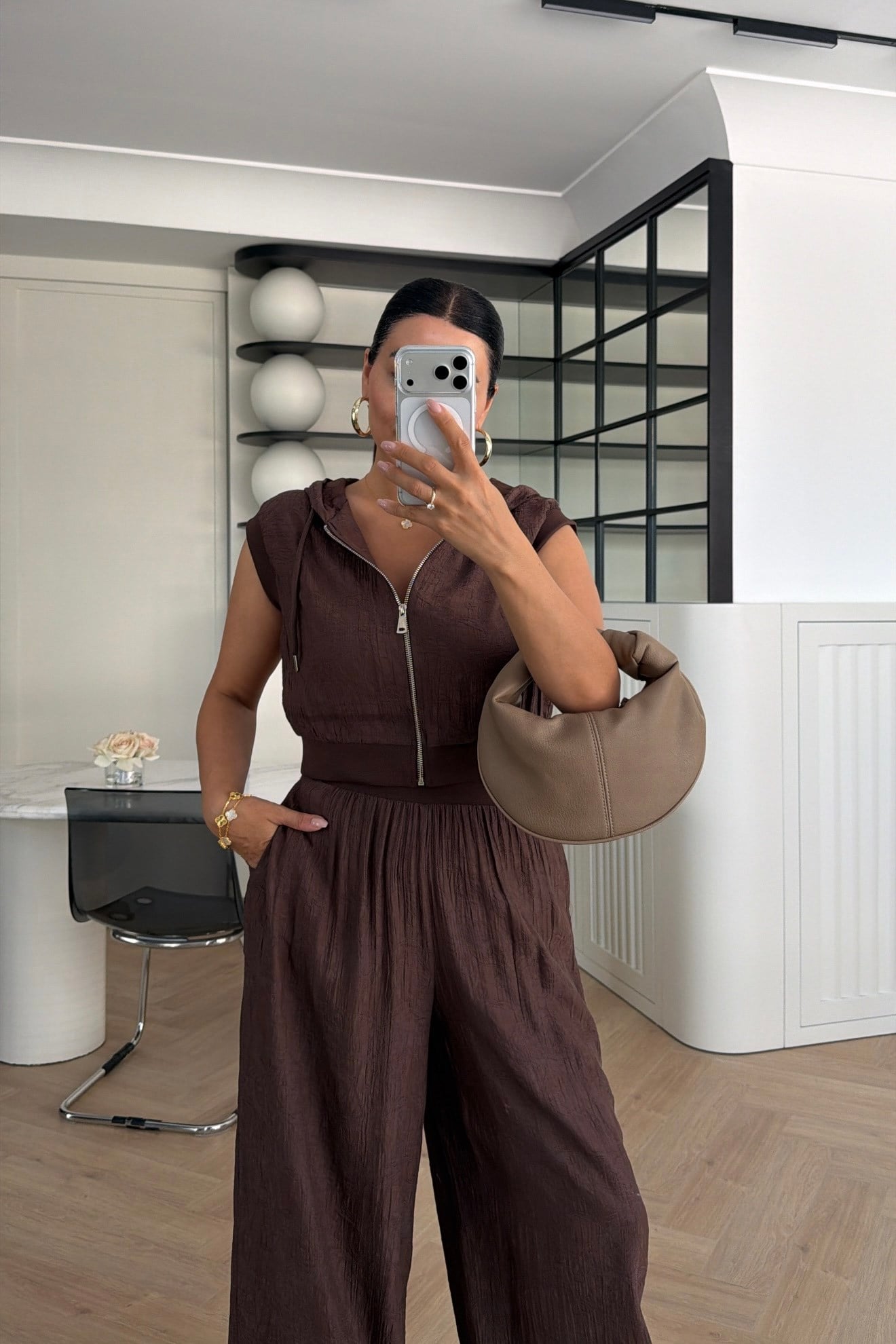 MARKA MODEL YELEK ŞALVAR PANTOLON TAKIM KAHVE 
