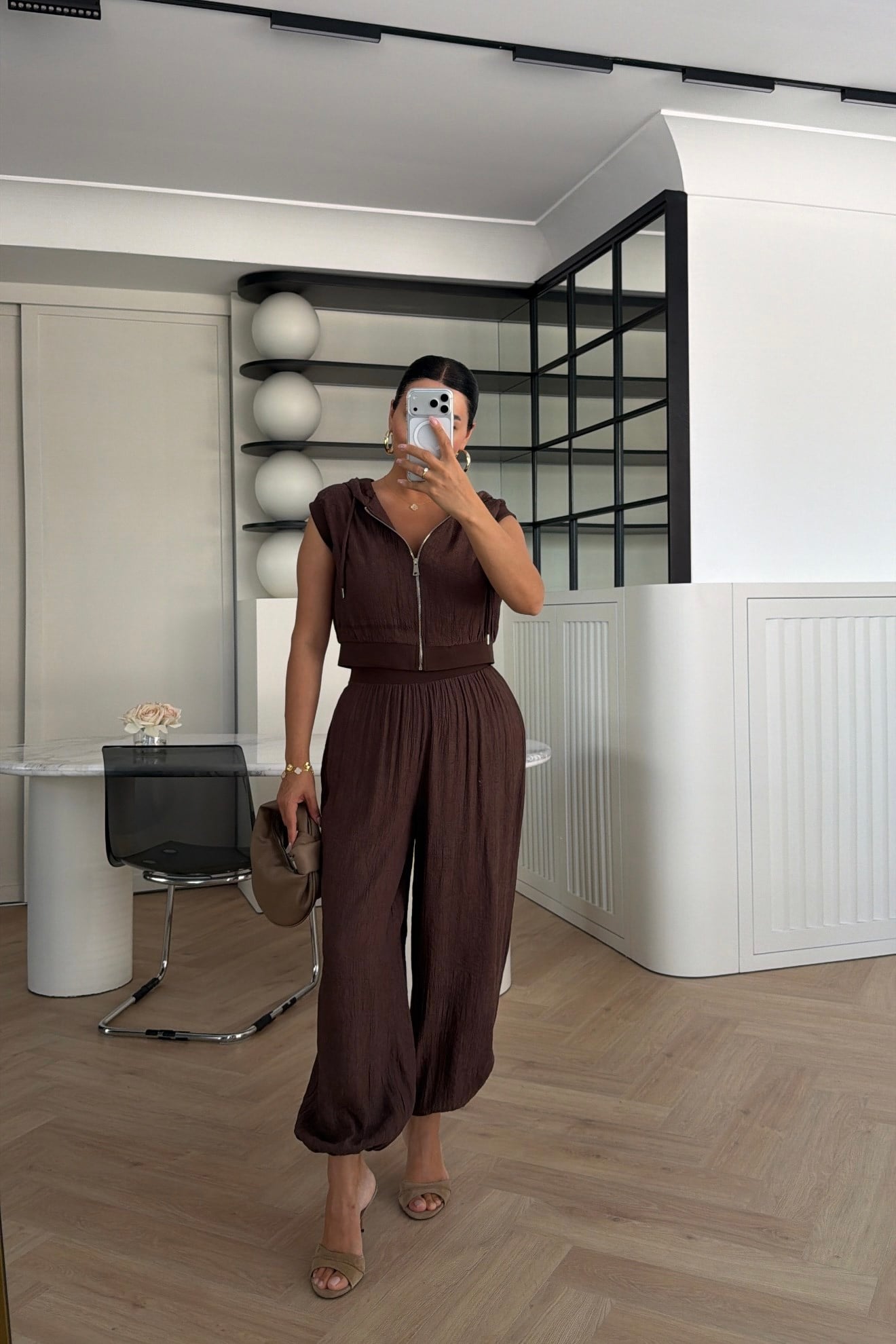 MARKA MODEL YELEK ŞALVAR PANTOLON TAKIM KAHVE 