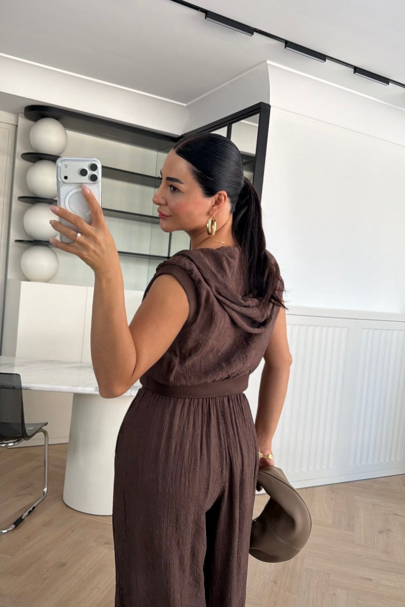 MARKA MODEL YELEK ŞALVAR PANTOLON TAKIM KAHVE 