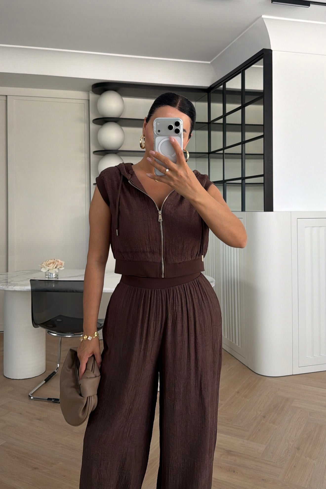 MARKA MODEL YELEK ŞALVAR PANTOLON TAKIM KAHVE 