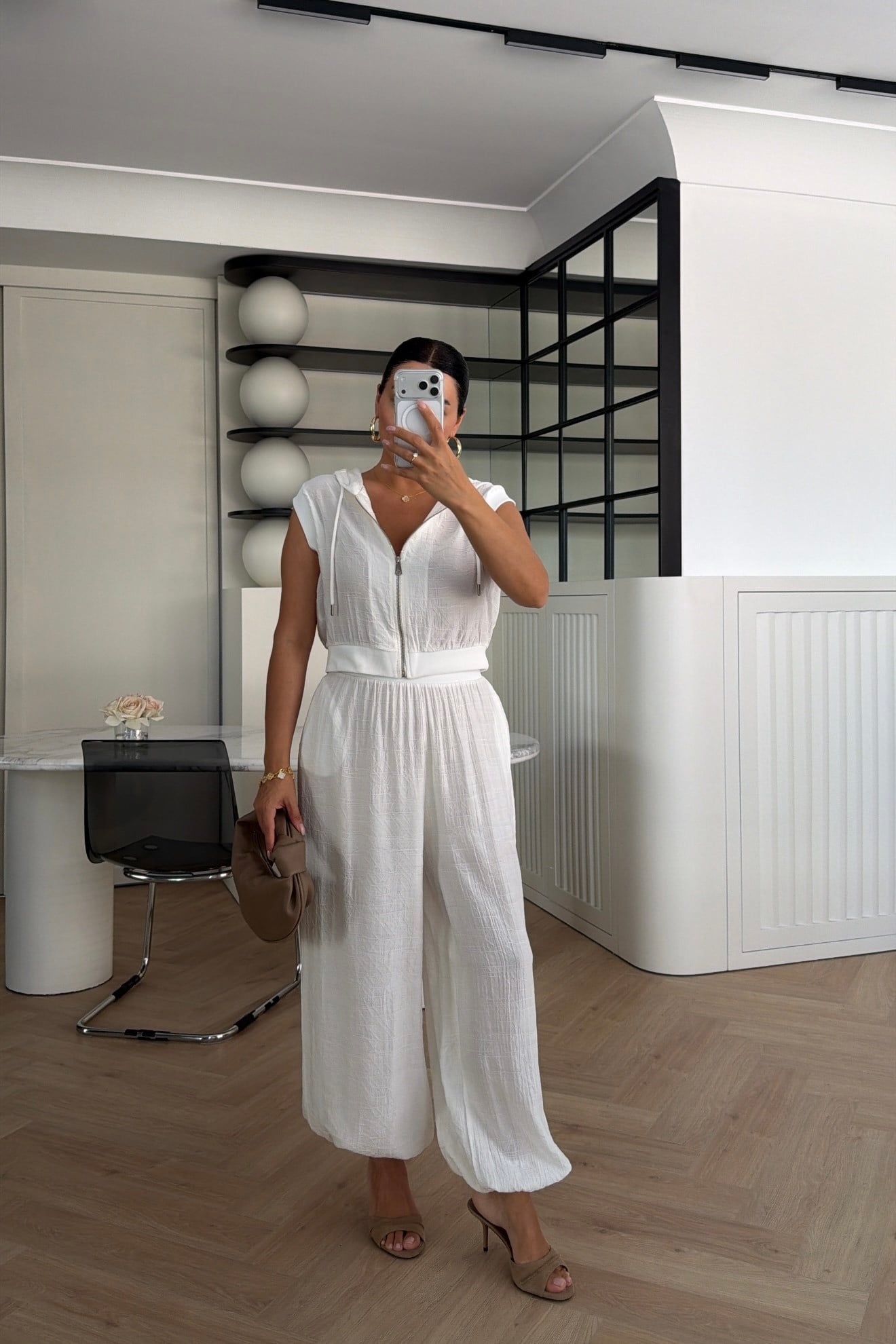 MARKA MODEL YELEK ŞALVAR PANTOLON TAKIM BEYAZ 