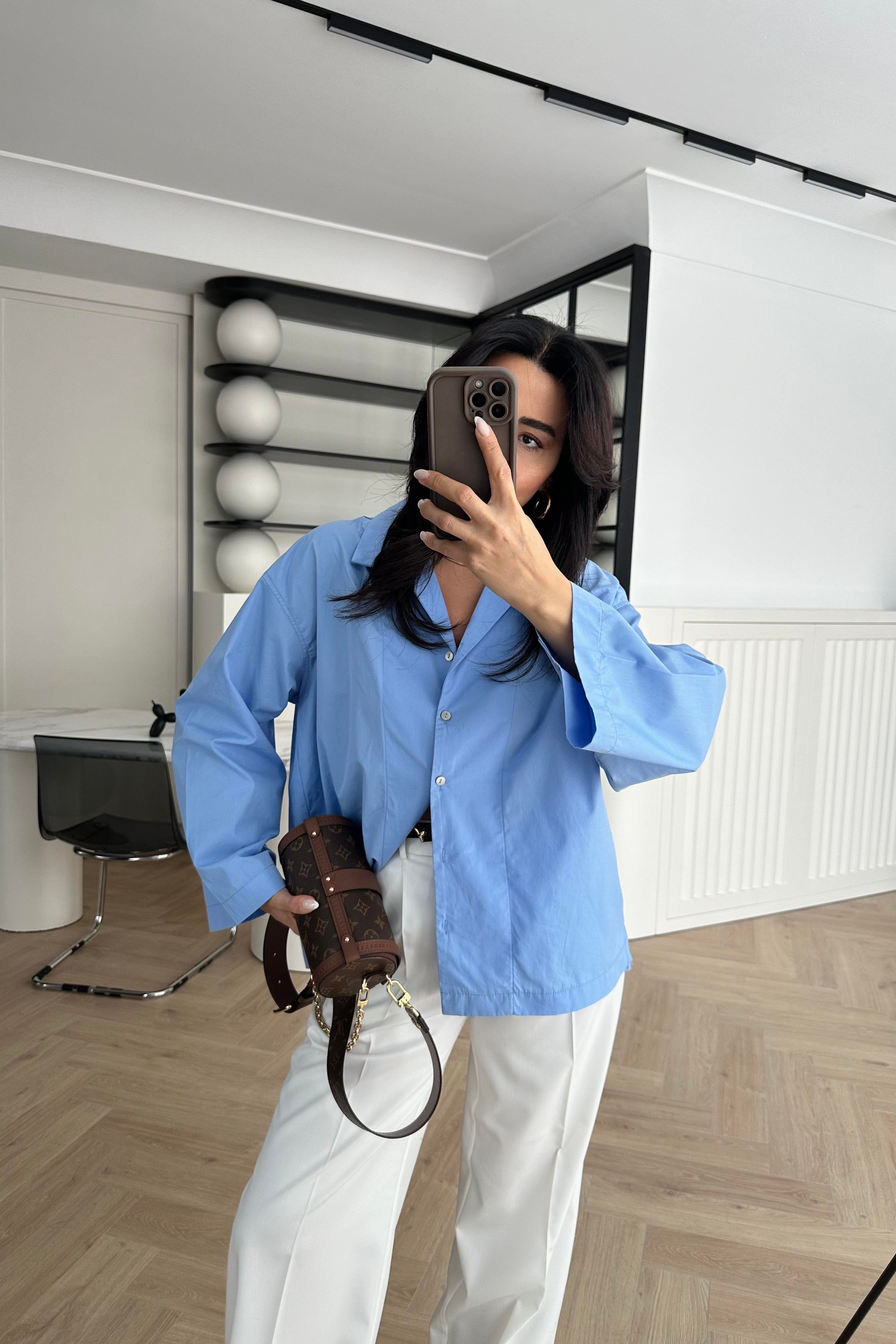 Mavi Oversize Gömlek