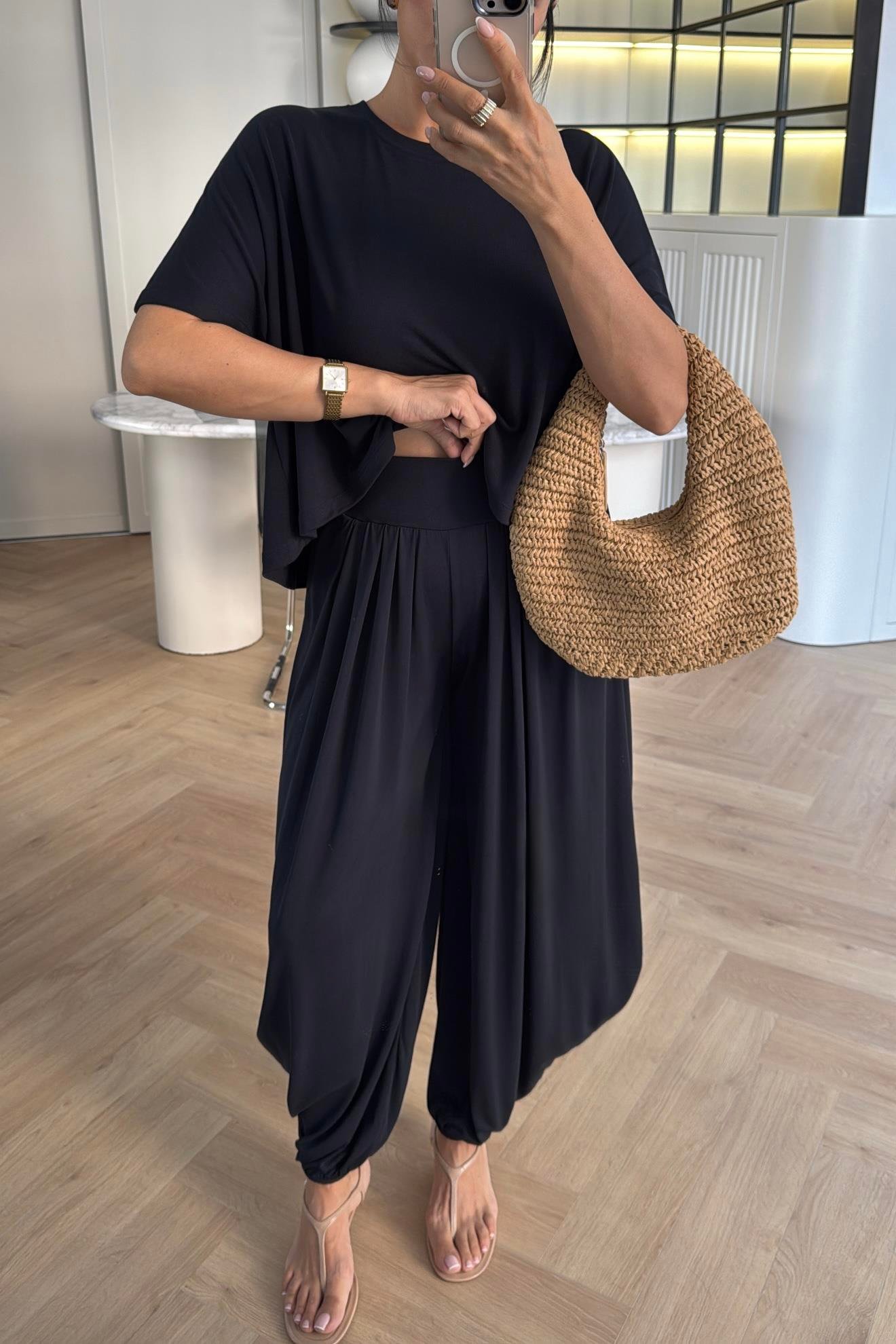 MODAL KUMAŞ ŞALVAR MODEL ANTRASİT TAKIM