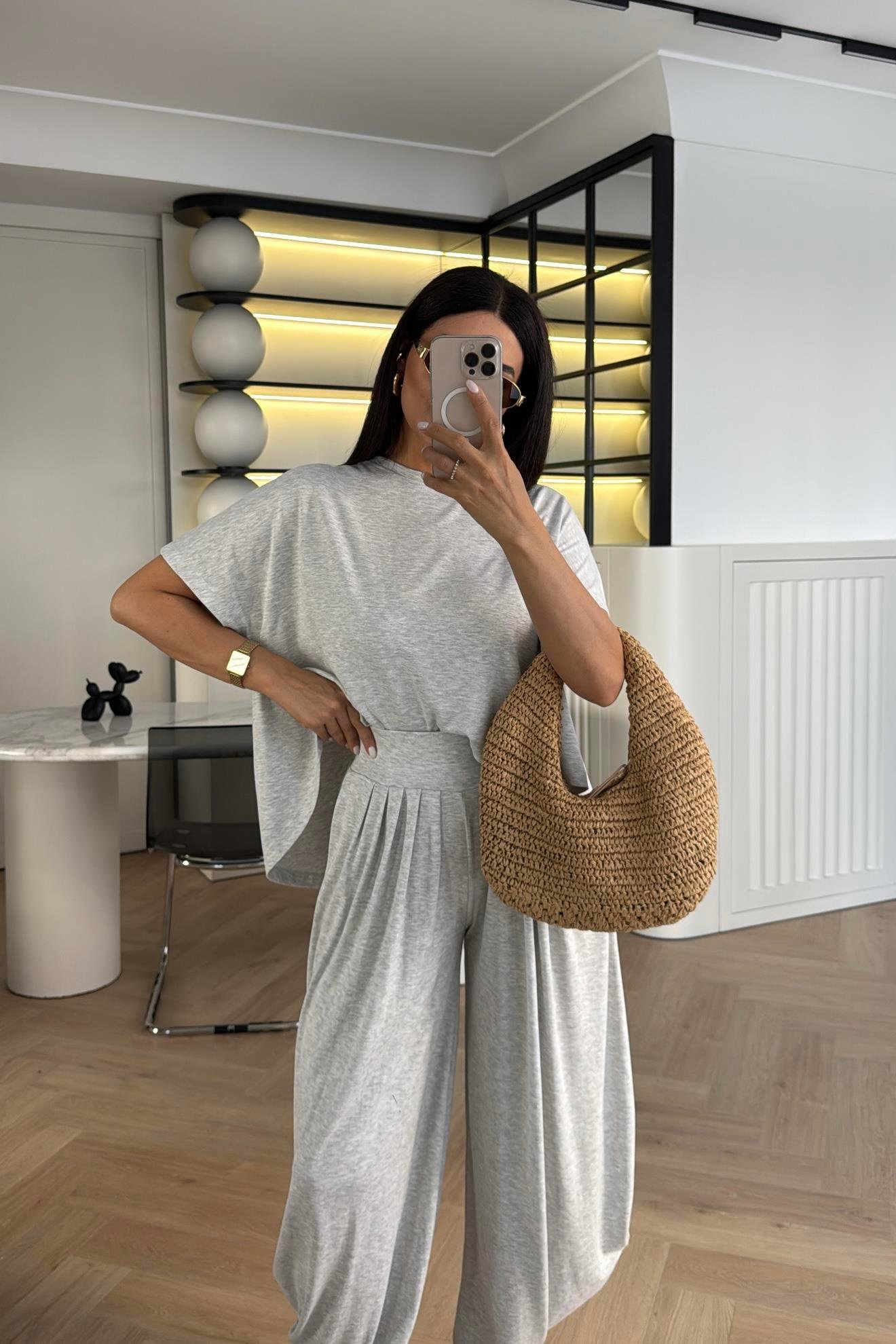 MODAL KUMAŞ ŞALVAR MODEL GRİ TAKIM