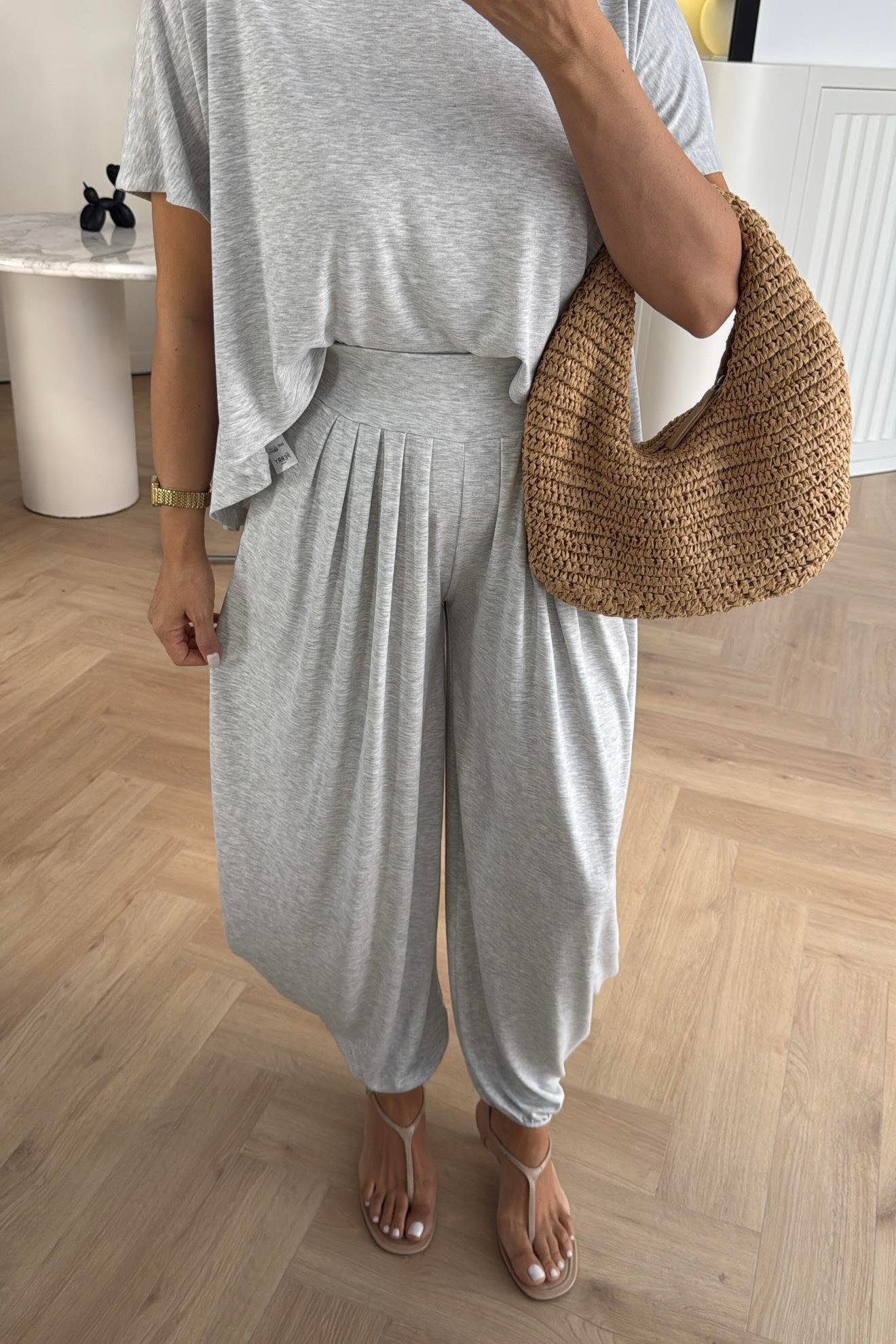 MODAL KUMAŞ ŞALVAR MODEL GRİ TAKIM