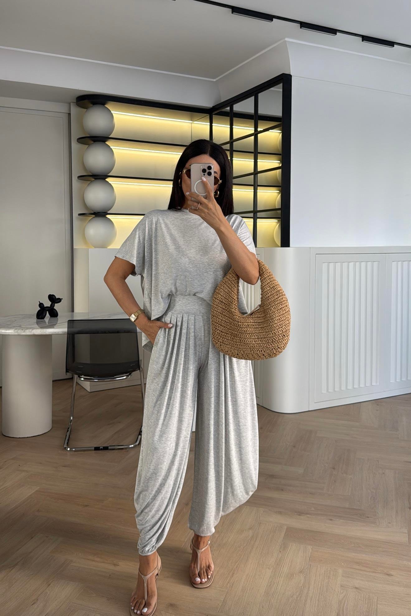 MODAL KUMAŞ ŞALVAR MODEL GRİ TAKIM