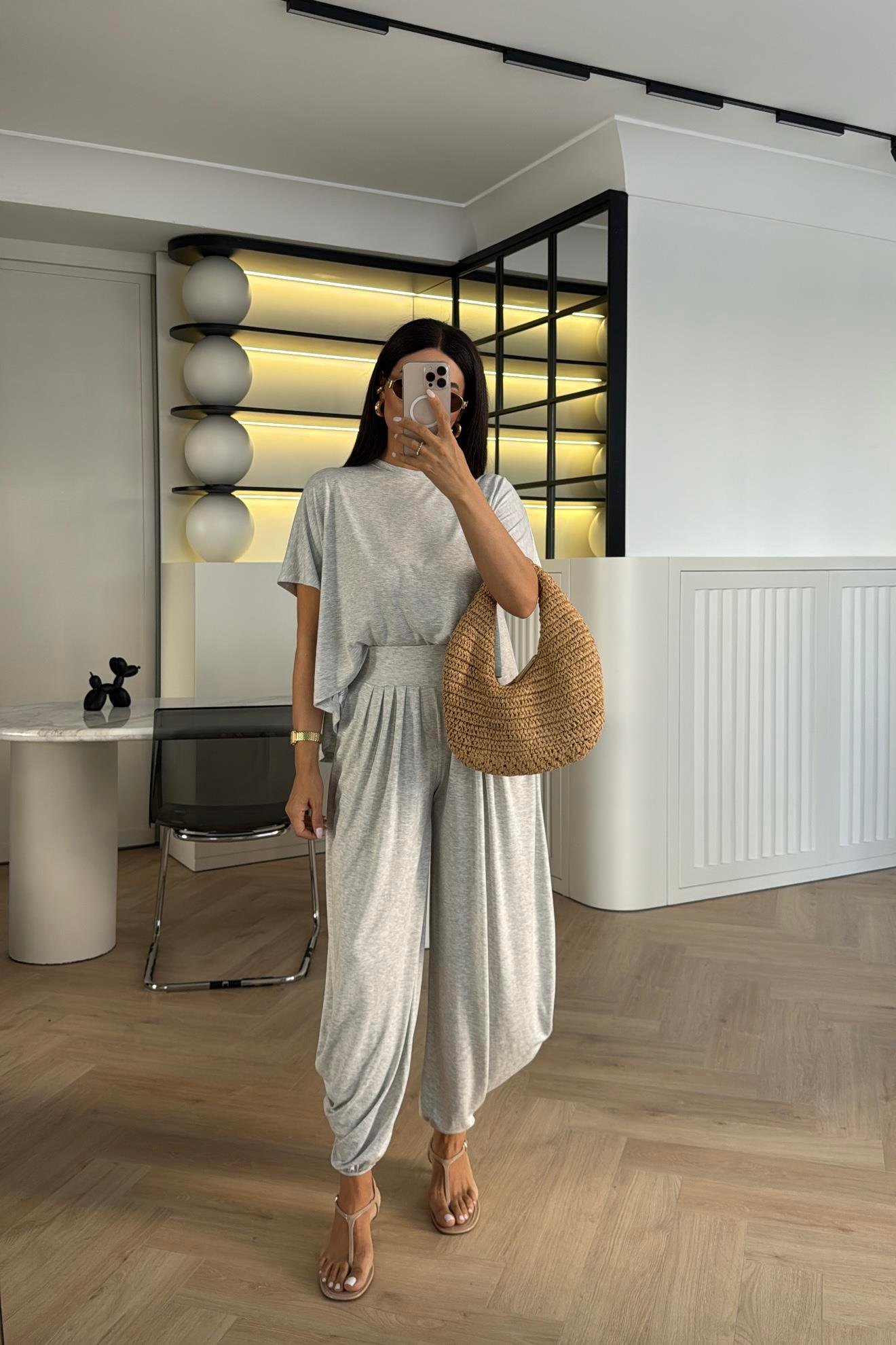 MODAL KUMAŞ ŞALVAR MODEL GRİ TAKIM