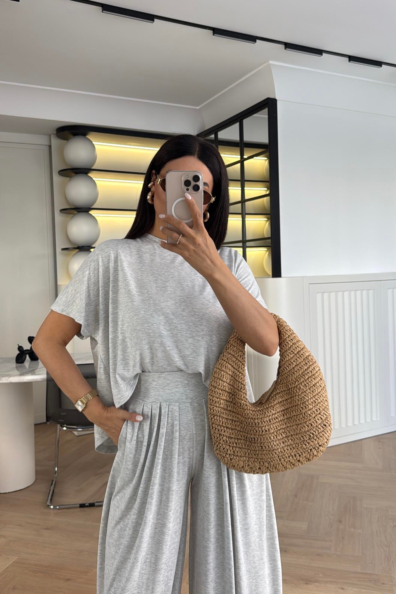 MODAL KUMAŞ ŞALVAR MODEL GRİ TAKIM