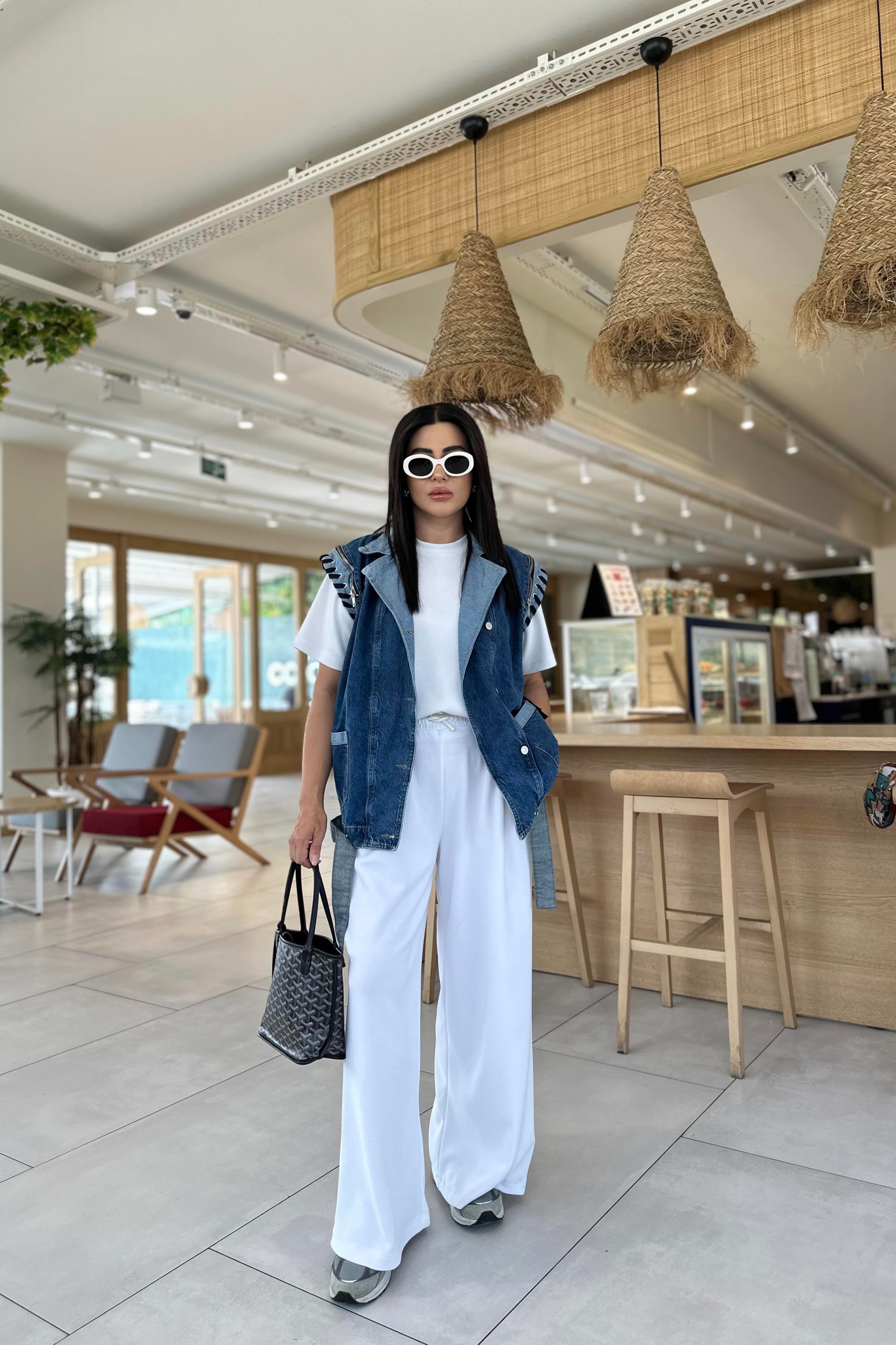 Oversize Kalıp Tasarım Denim Yelek