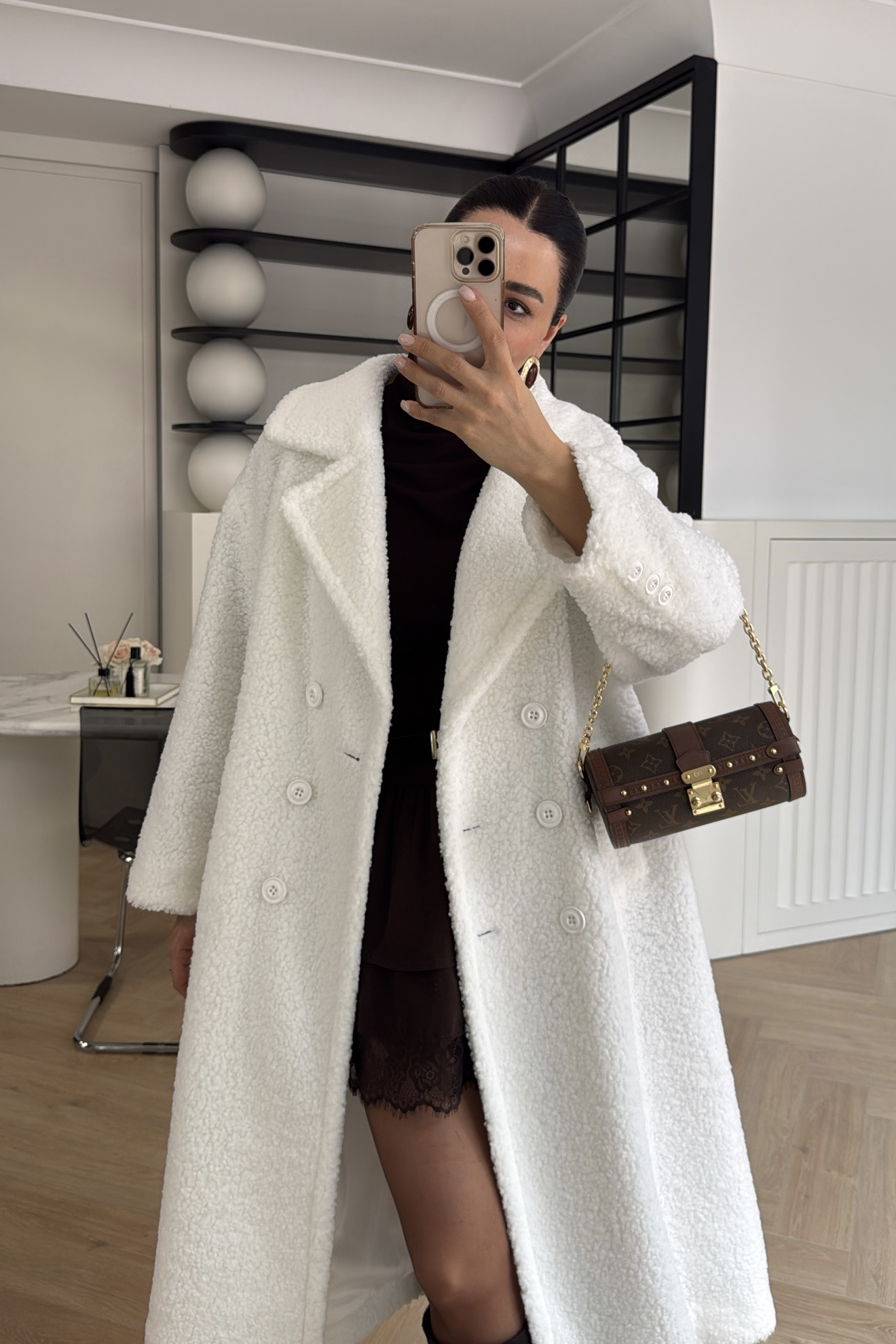 OVERSİZE TEDDY PELUŞ KABAN BEYAZ 