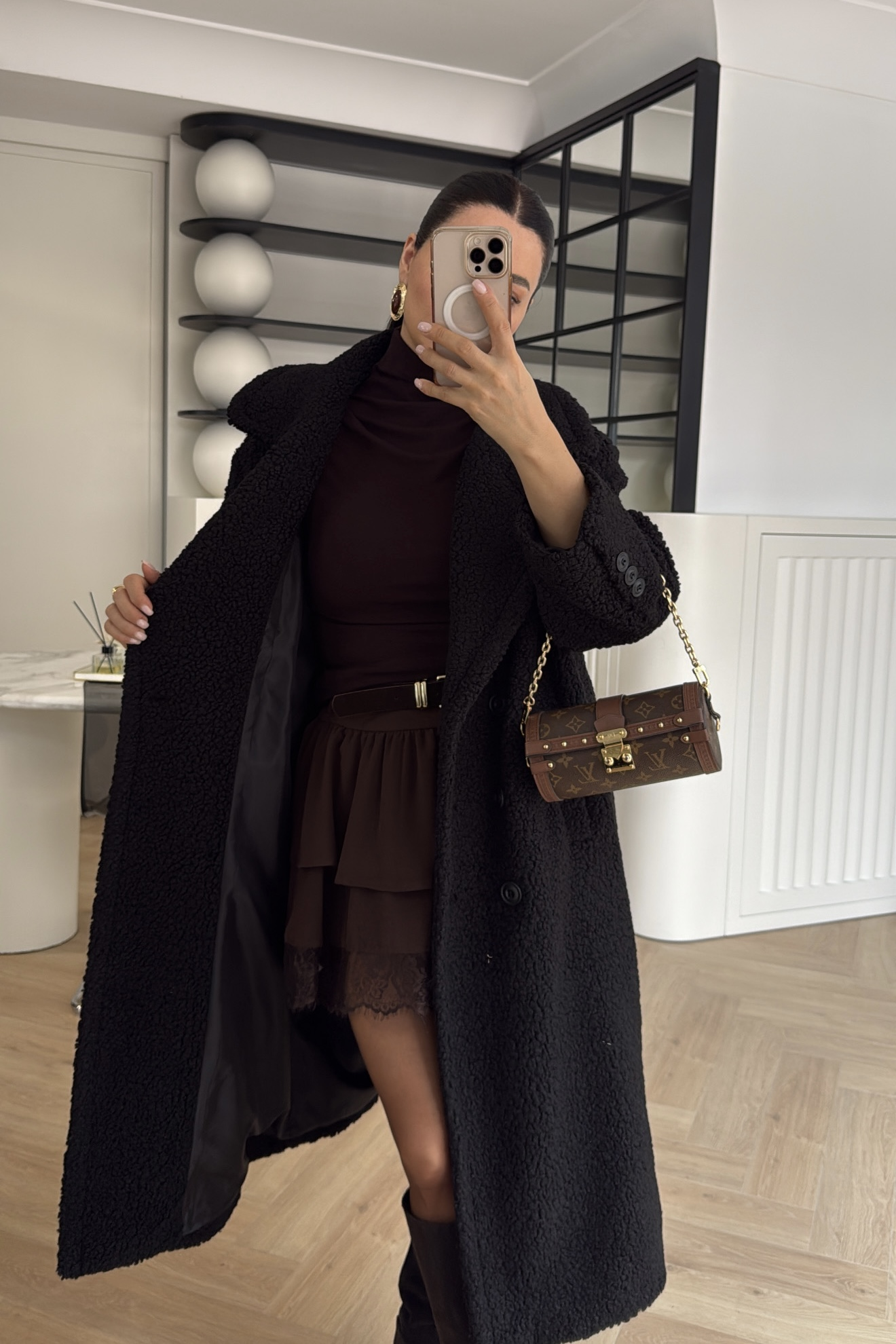 OVERSİZE TEDDY PELUŞ KABAN SİYAH