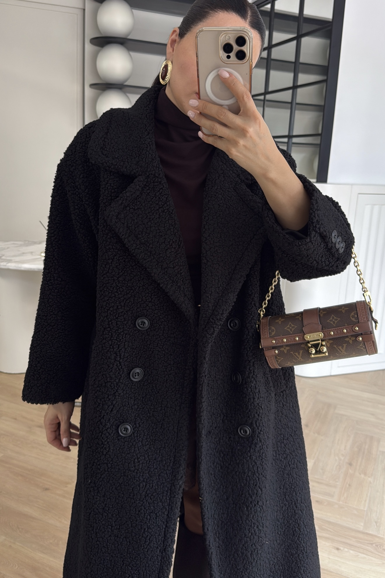 OVERSİZE TEDDY PELUŞ KABAN SİYAH